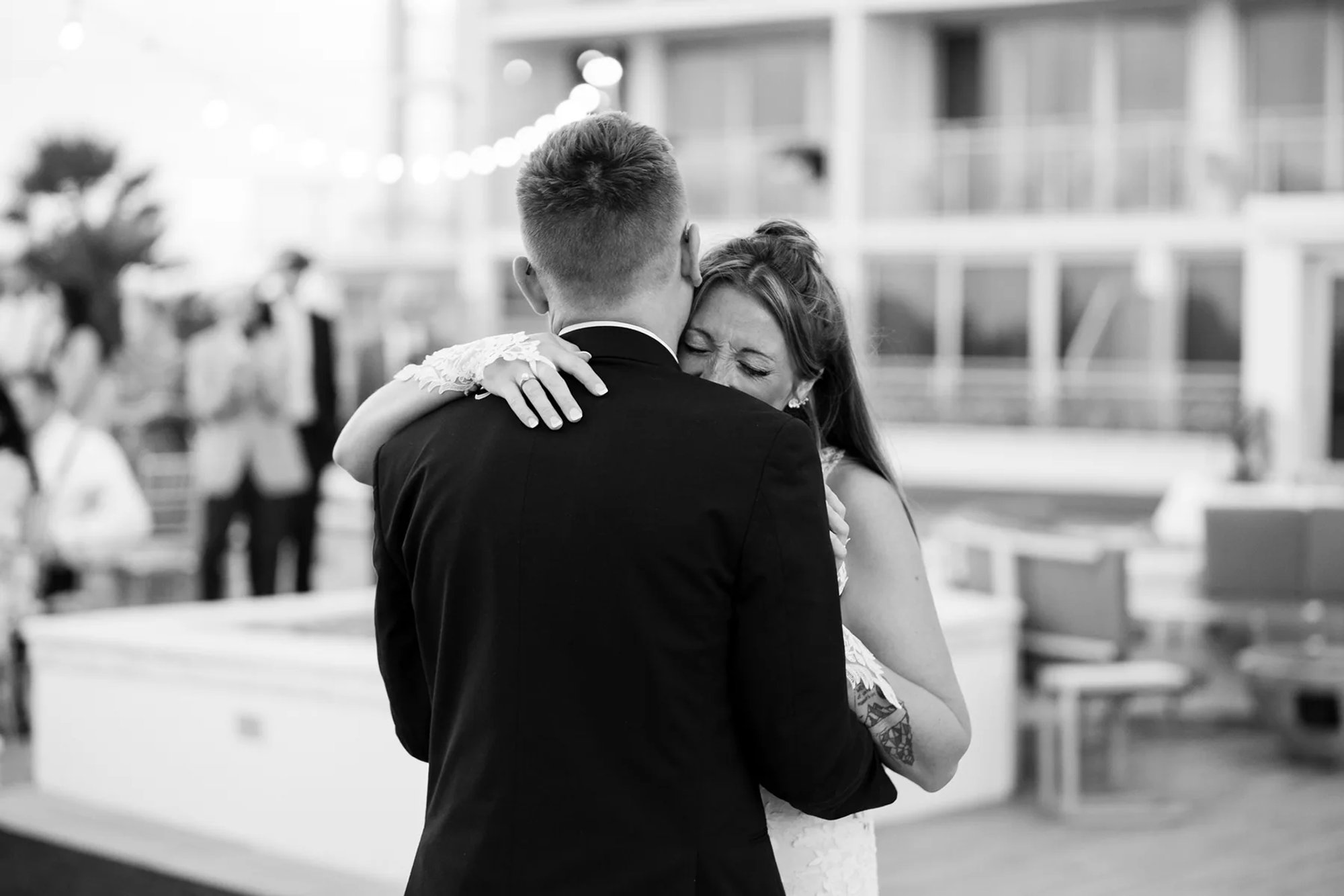 Bride and groom dancing during their Daytona Beach wedding reception.