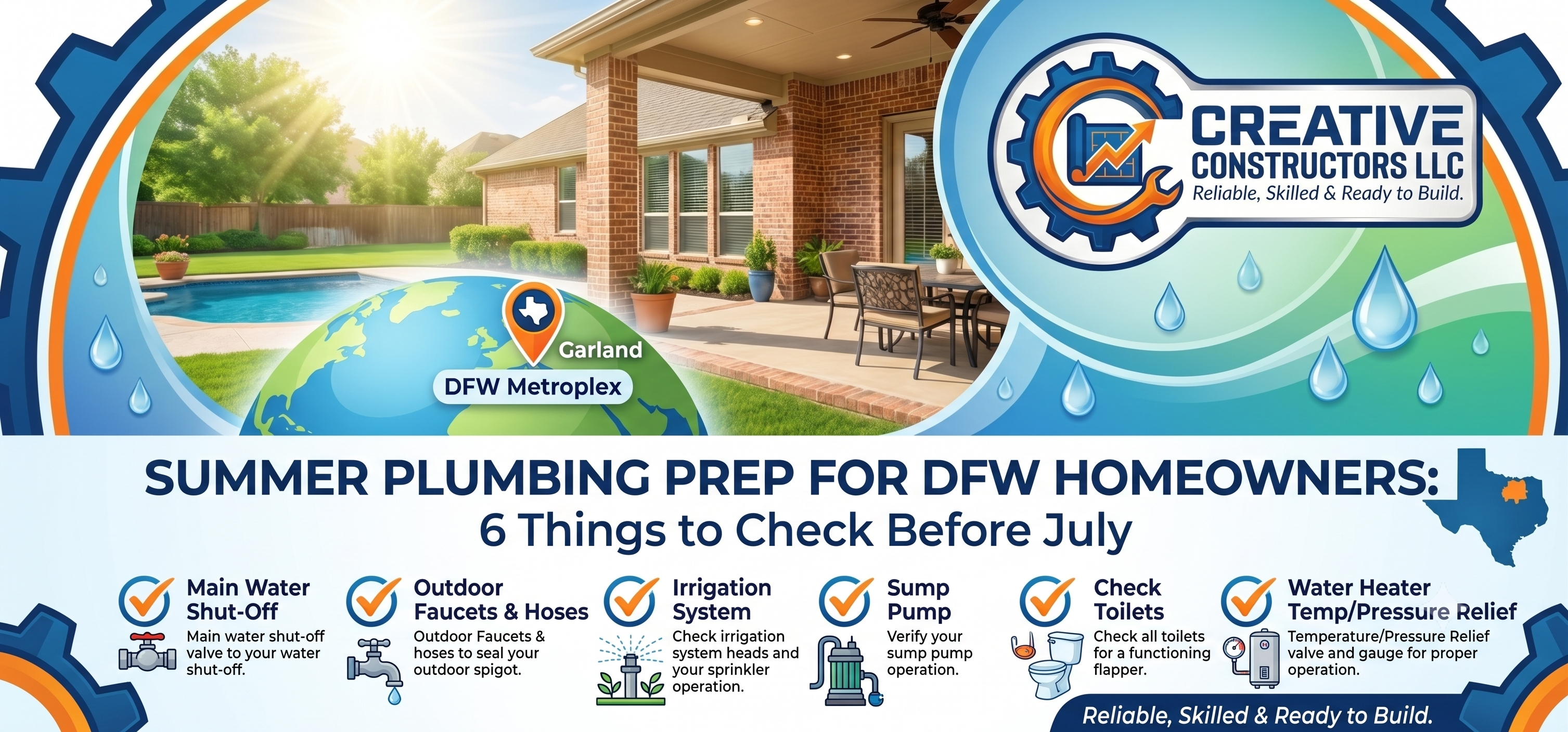 Image showing checklist for summer plumbing prep for DFW homeowners