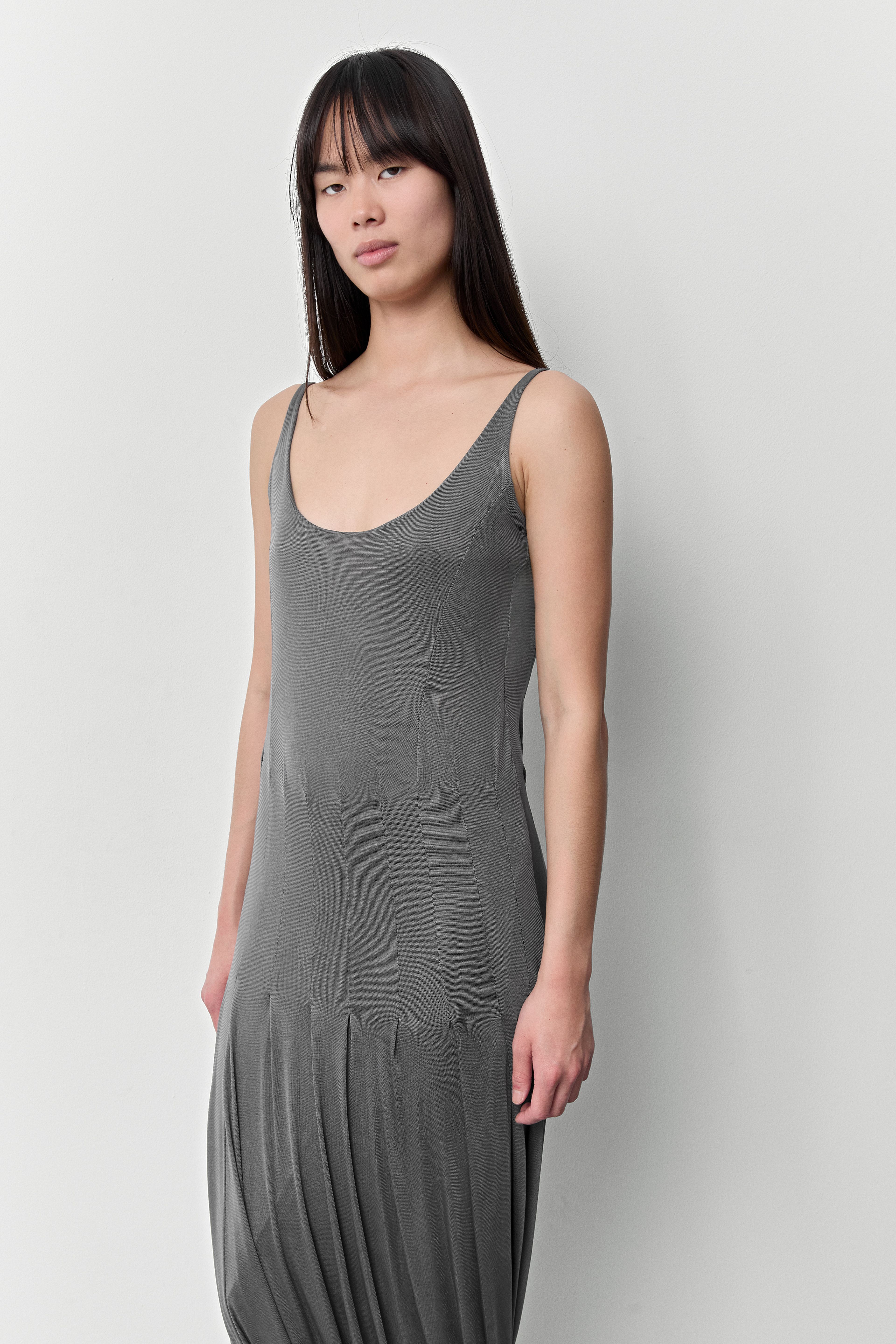 Nyah Dark Grey Twisted Balloon Dress | Miista | Designed & Handmade in Europe