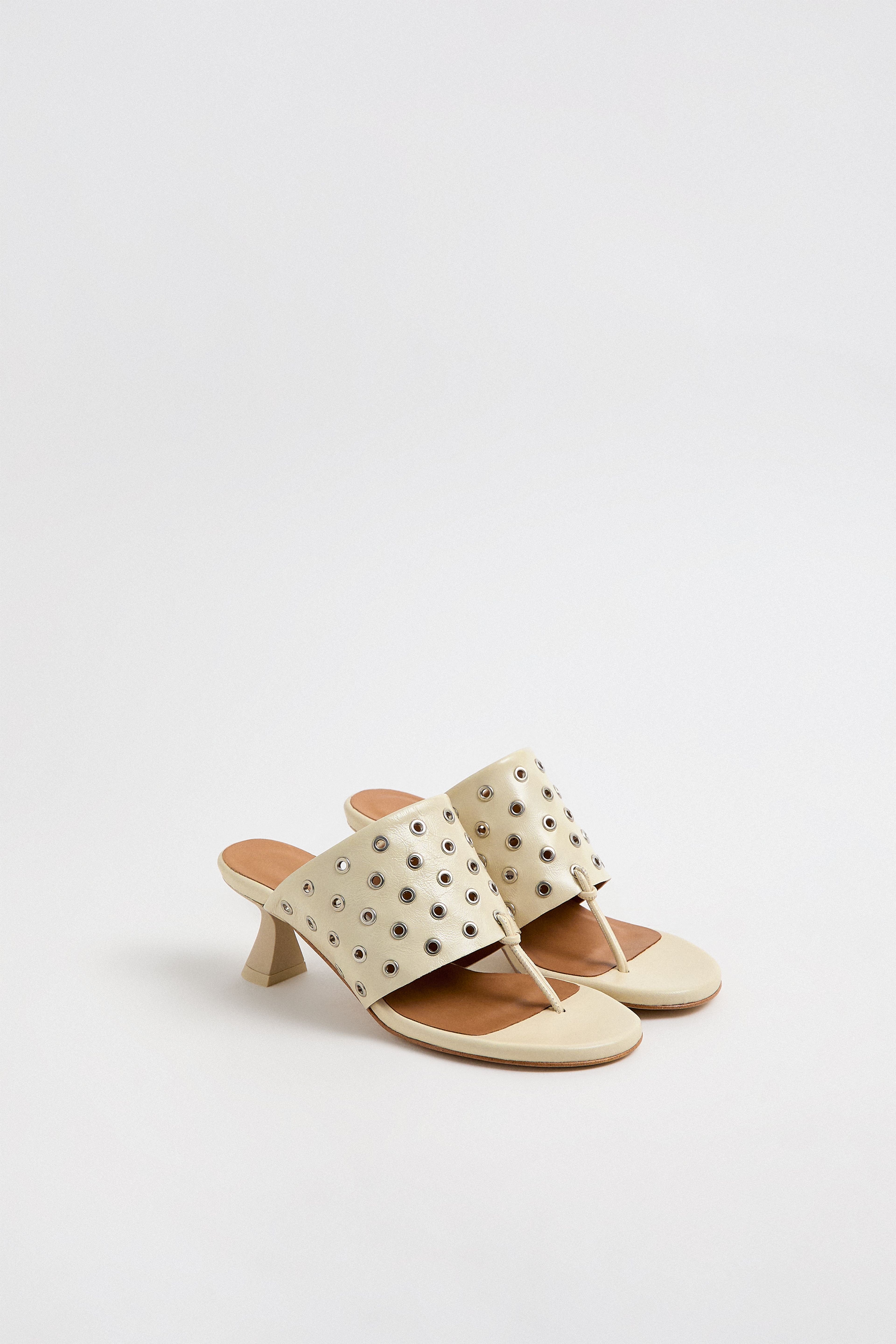Cedella Cream Eyelets Sandals | Miista | Designed & Handmade in Europe