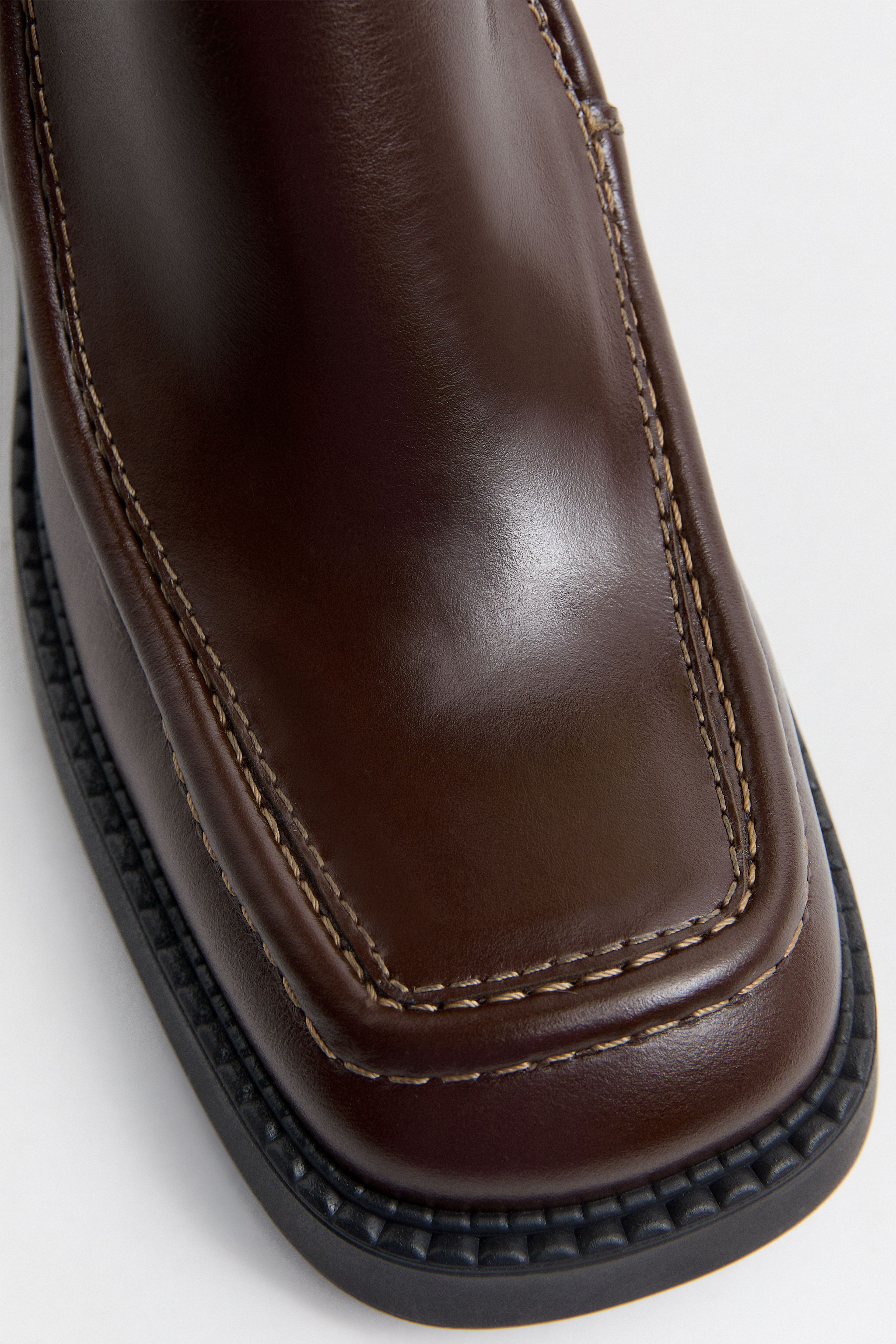 Dagmara Boots - Brown Leather Cream Stitching | Miista | Designed & Handmade in Europe