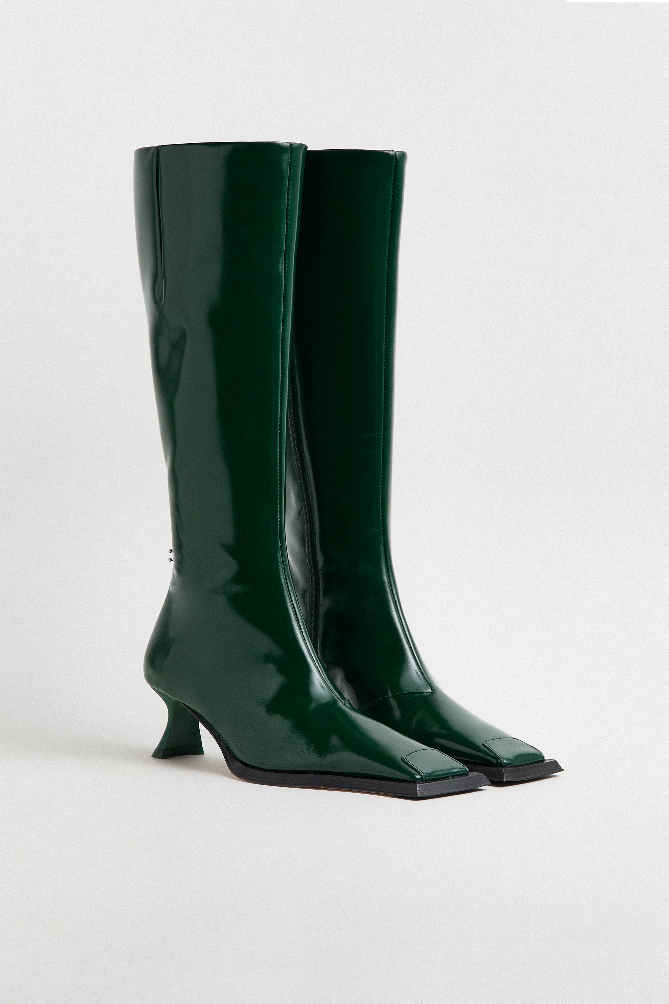 Alfreda Boots Dark Green Leather | Miista | Designed & Handmade in Europe
