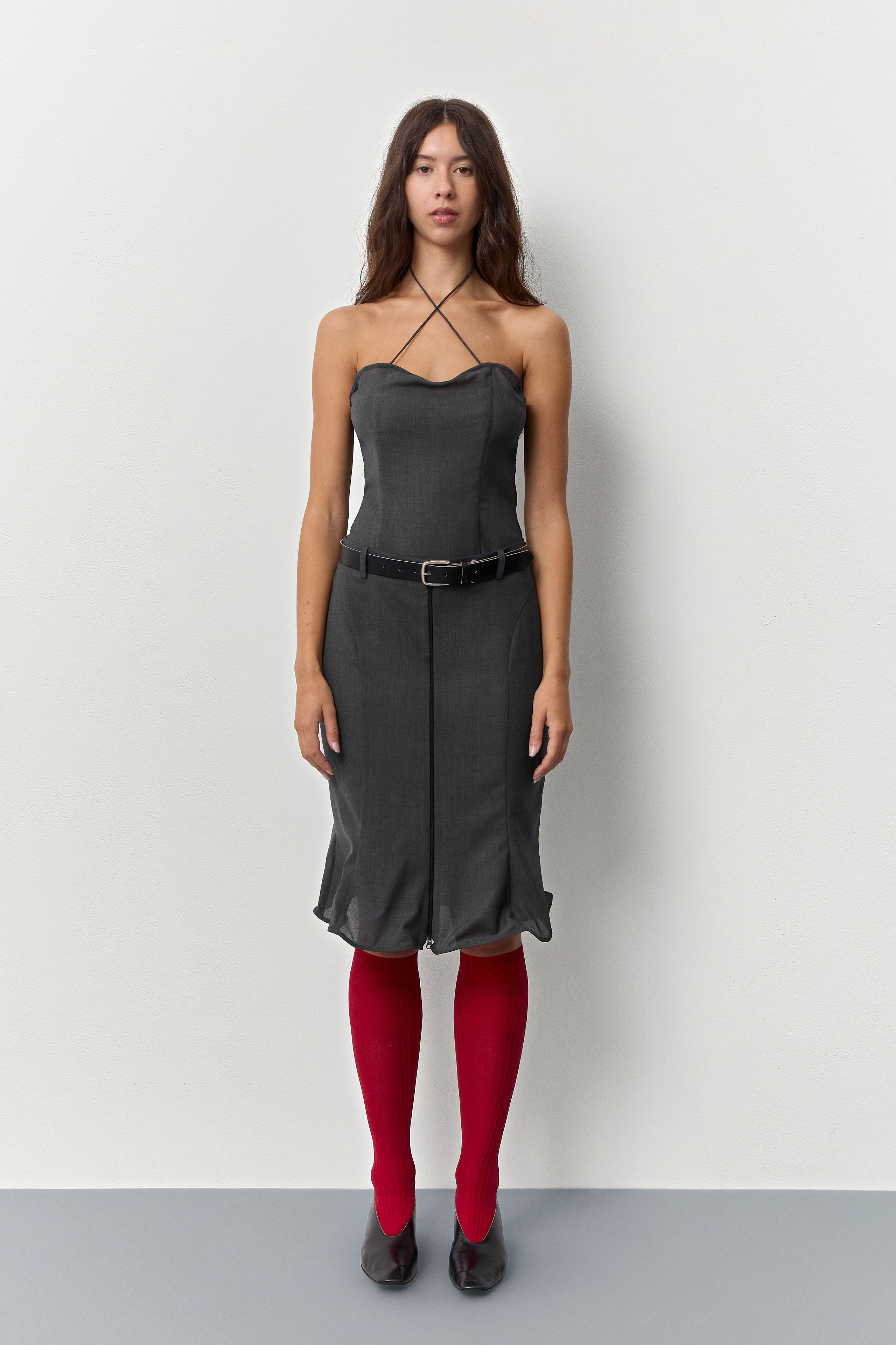 Patty Cement Grey Midi Skirt | Miista | Designed & Handmade in Europe