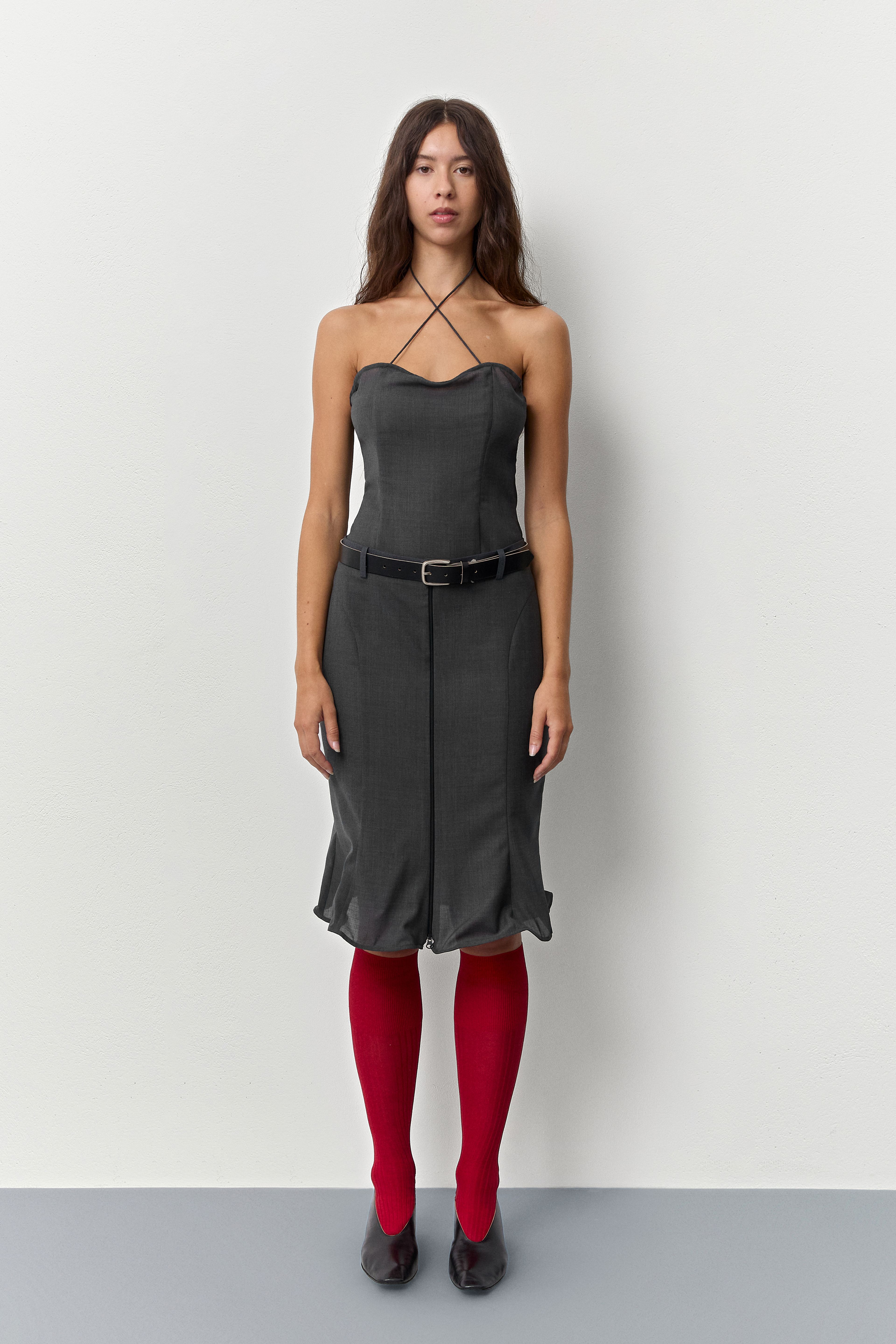 Patty Cement Grey Midi Skirt | Miista | Designed & Handmade in Europe