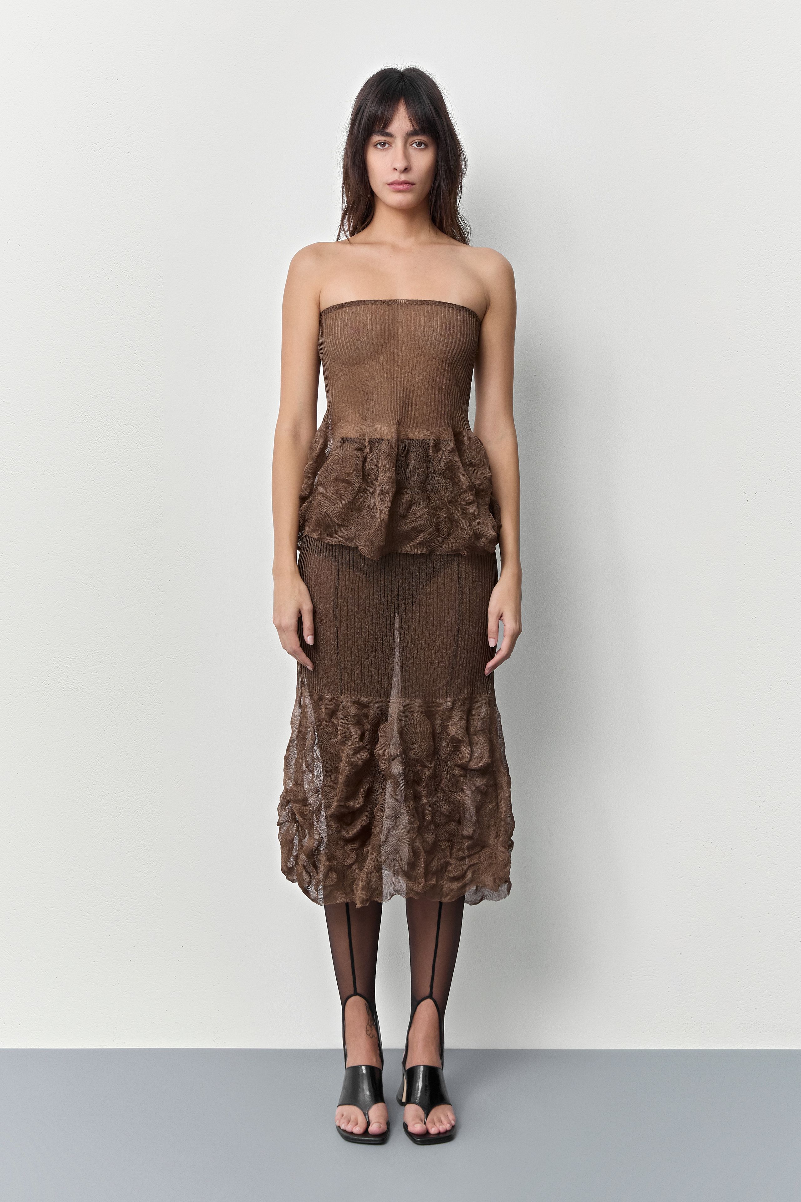 Syra Skirt - Brown Silk Blend Knit | Miista