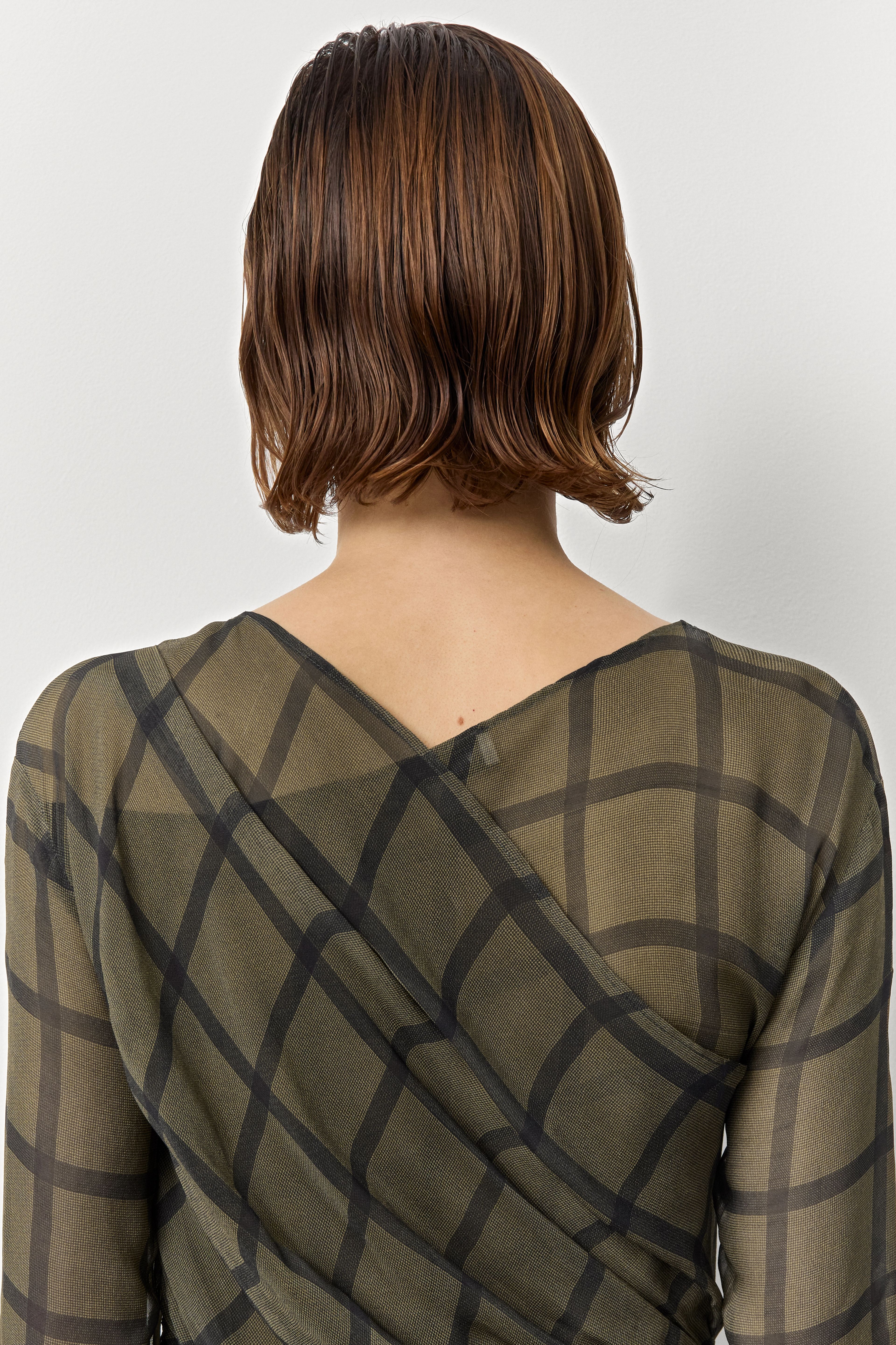 Gaia Beige And Navy Checked Asymmetrical Dress | Miista | Designed & Handmade in Europe