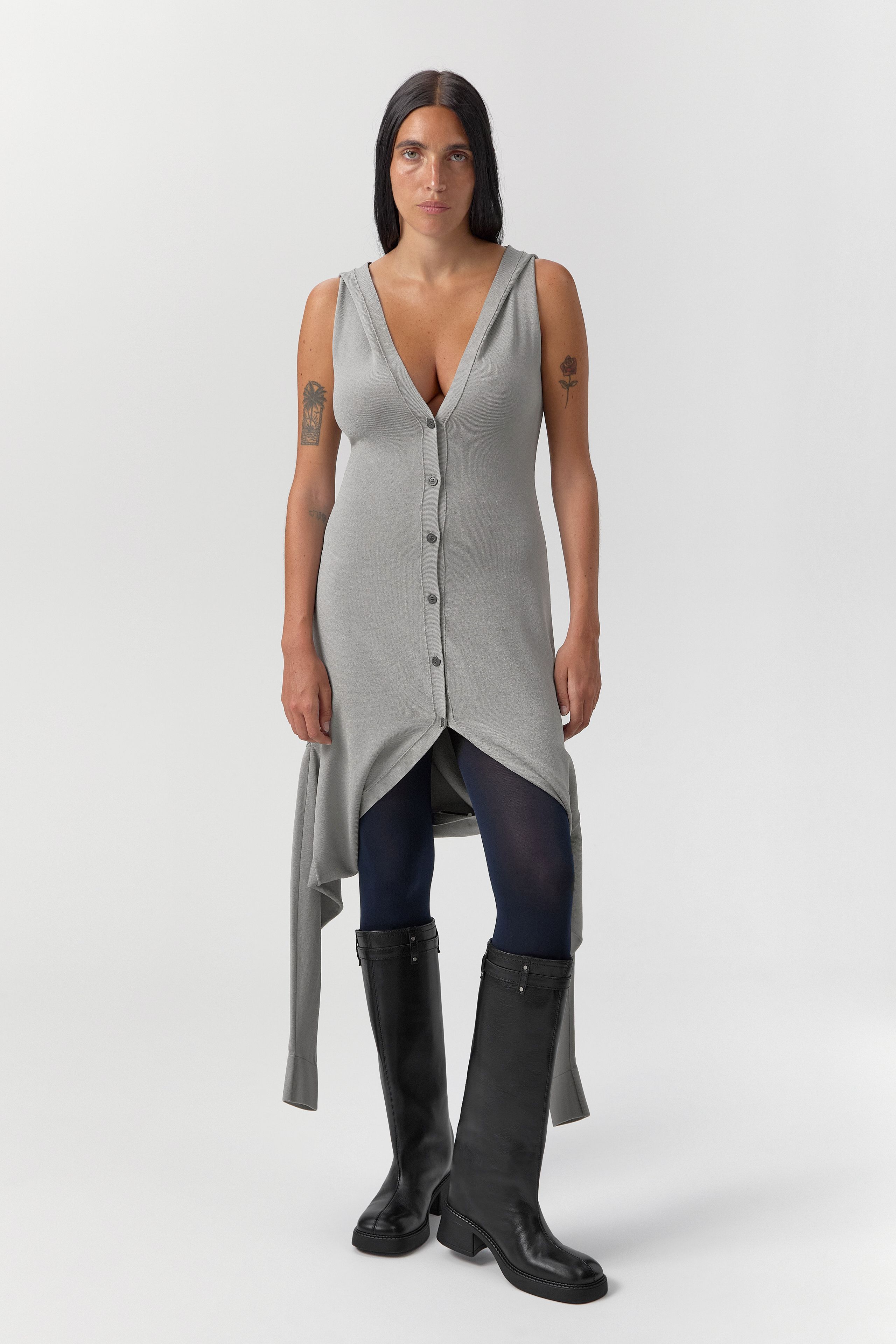 Ville Dress - Grey Viscose Knit | Miista | Designed & Handmade in Europe