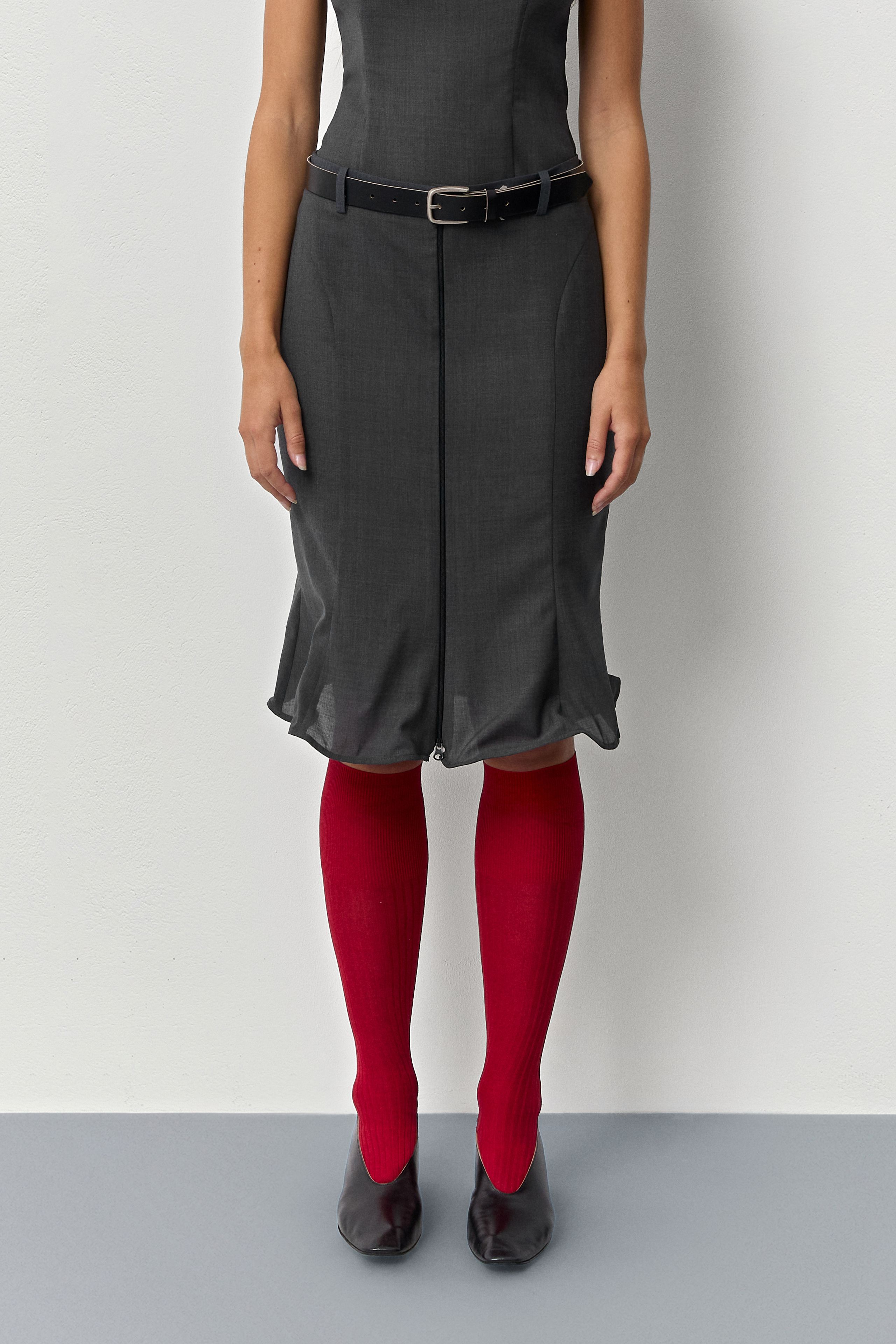 Patty Cement Grey Midi Skirt | Miista | Designed & Handmade in Europe