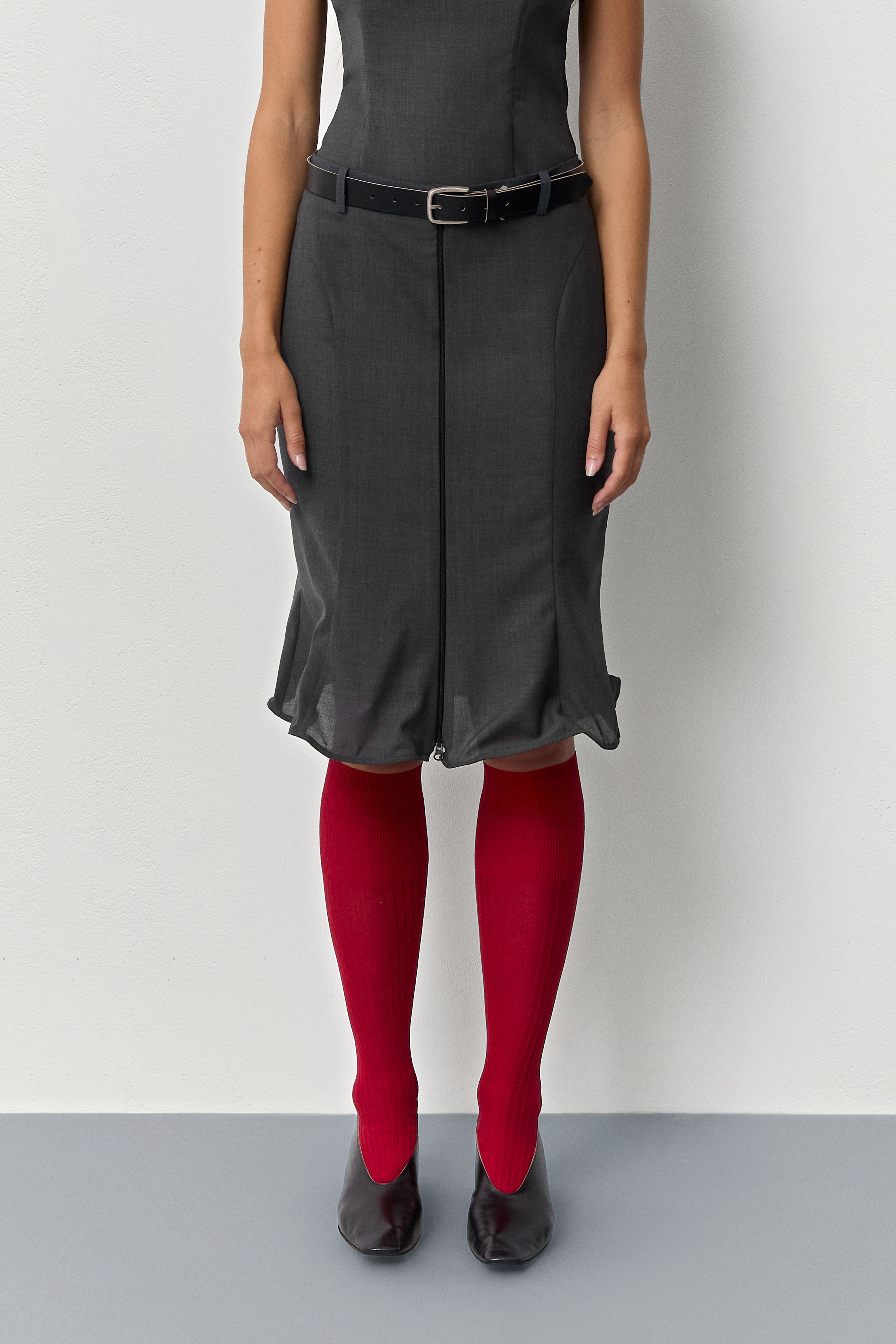 Patty Cement Grey Midi Skirt | Miista | Designed & Handmade in Europe