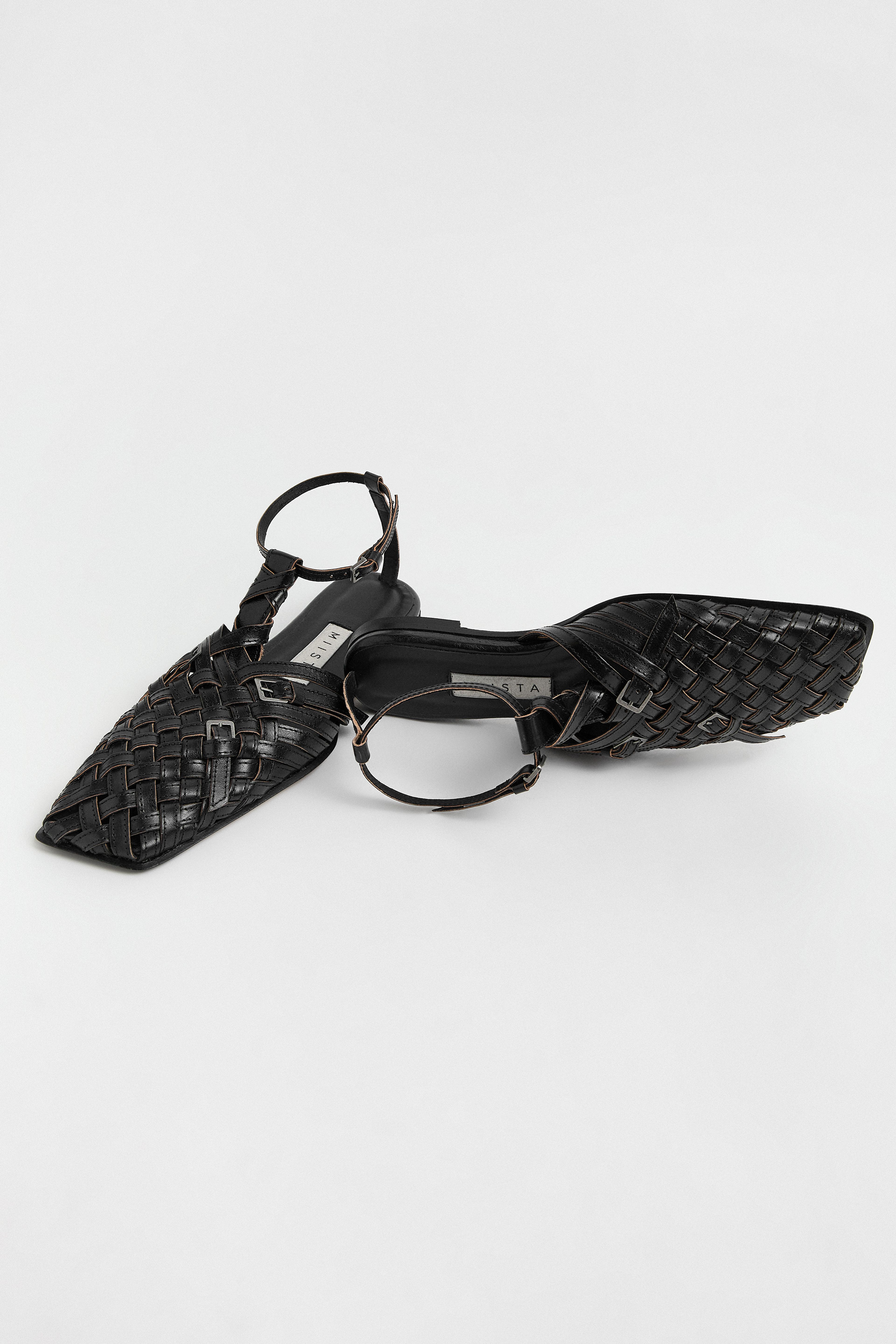 Mayra Black Woven Leather Sandals | Miista | Designed & Handmade in Europe