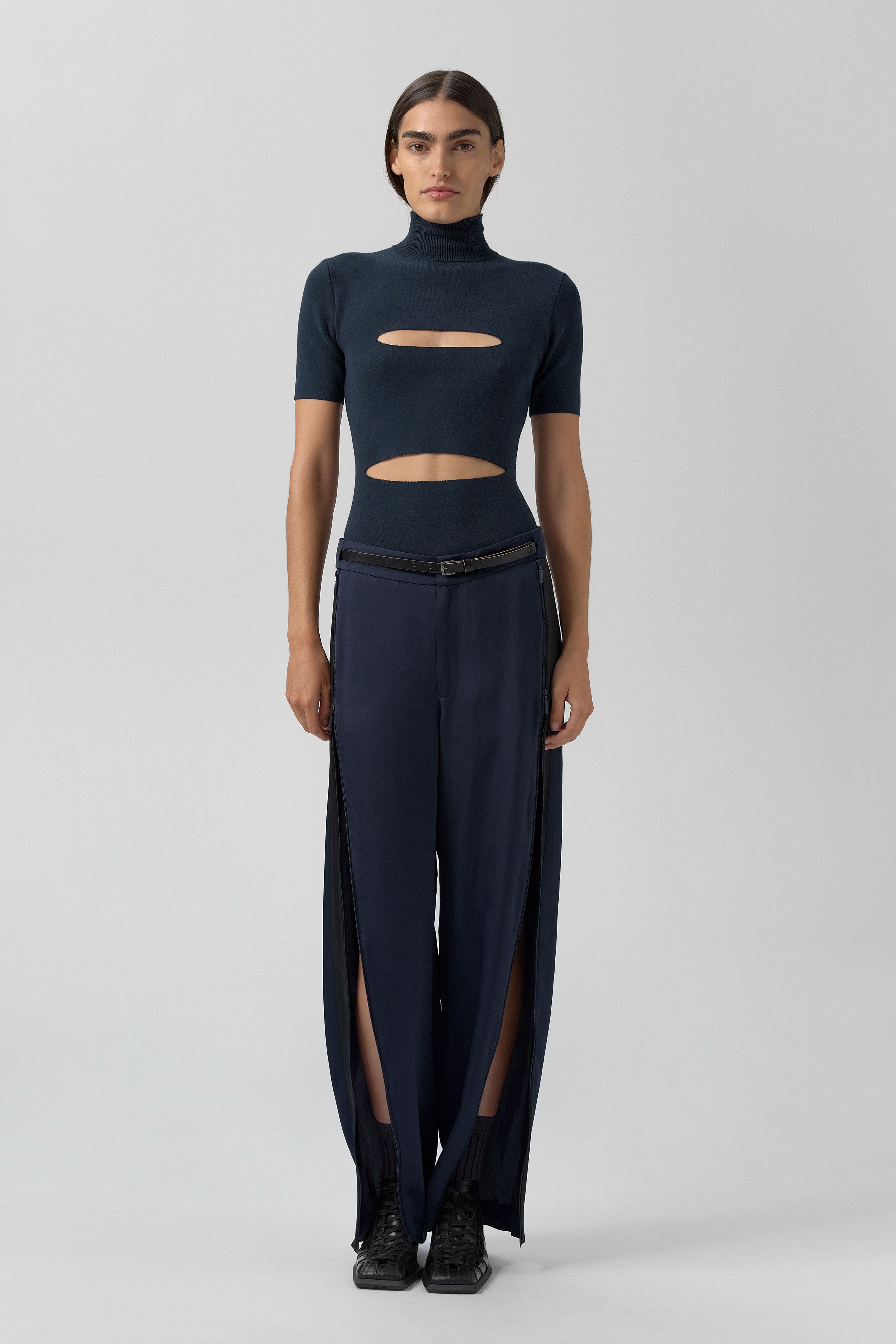 Candida Top - Navy Viscose Knit | Miista | Designed & Handmade in Europe