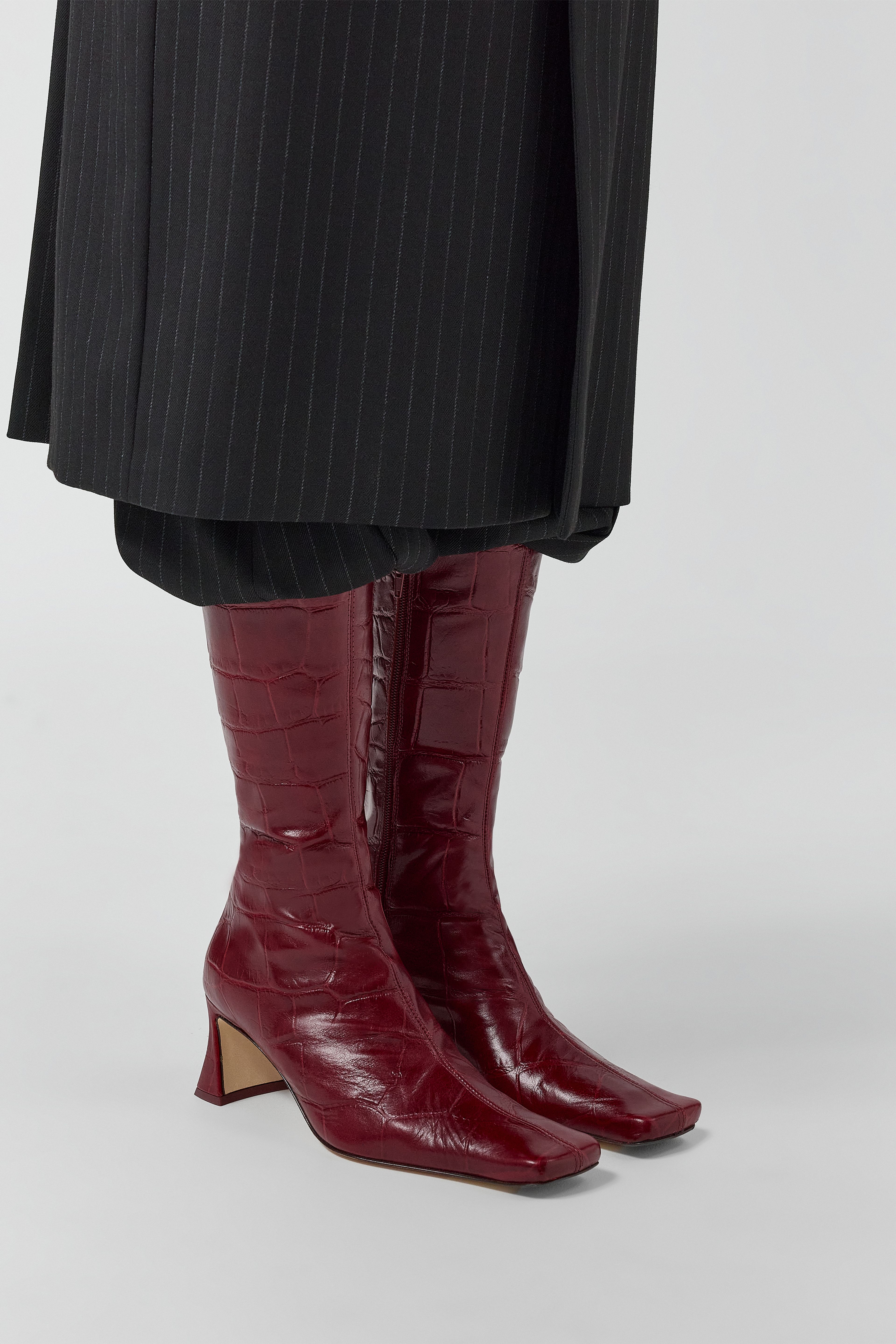 Araxi Boots -  Red Croc Embossed Leather  | Miista | Designed & Handmade in Europe