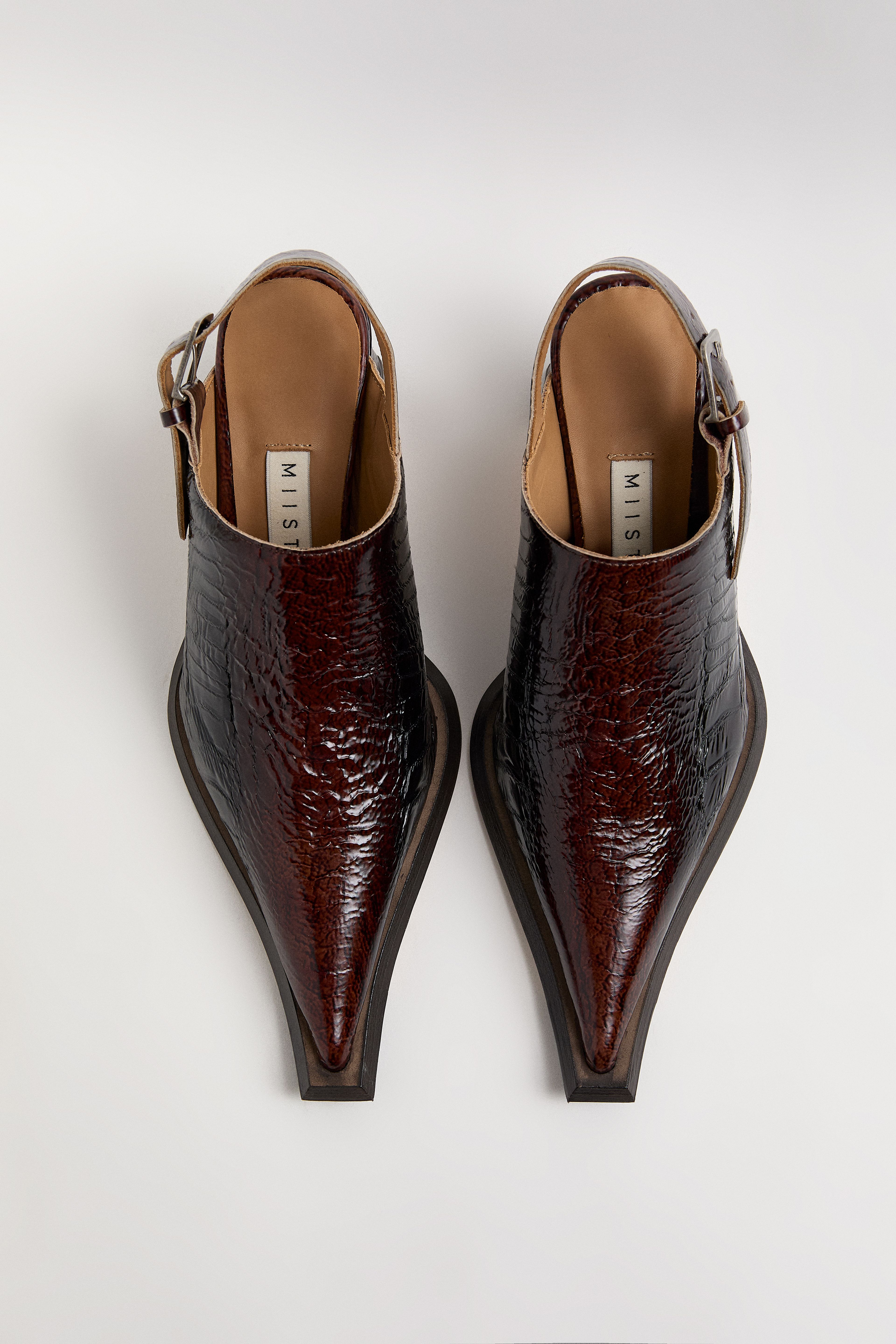 Inma Brown Snake Buckled Mules | Miista | Designed & Handmade in Europe