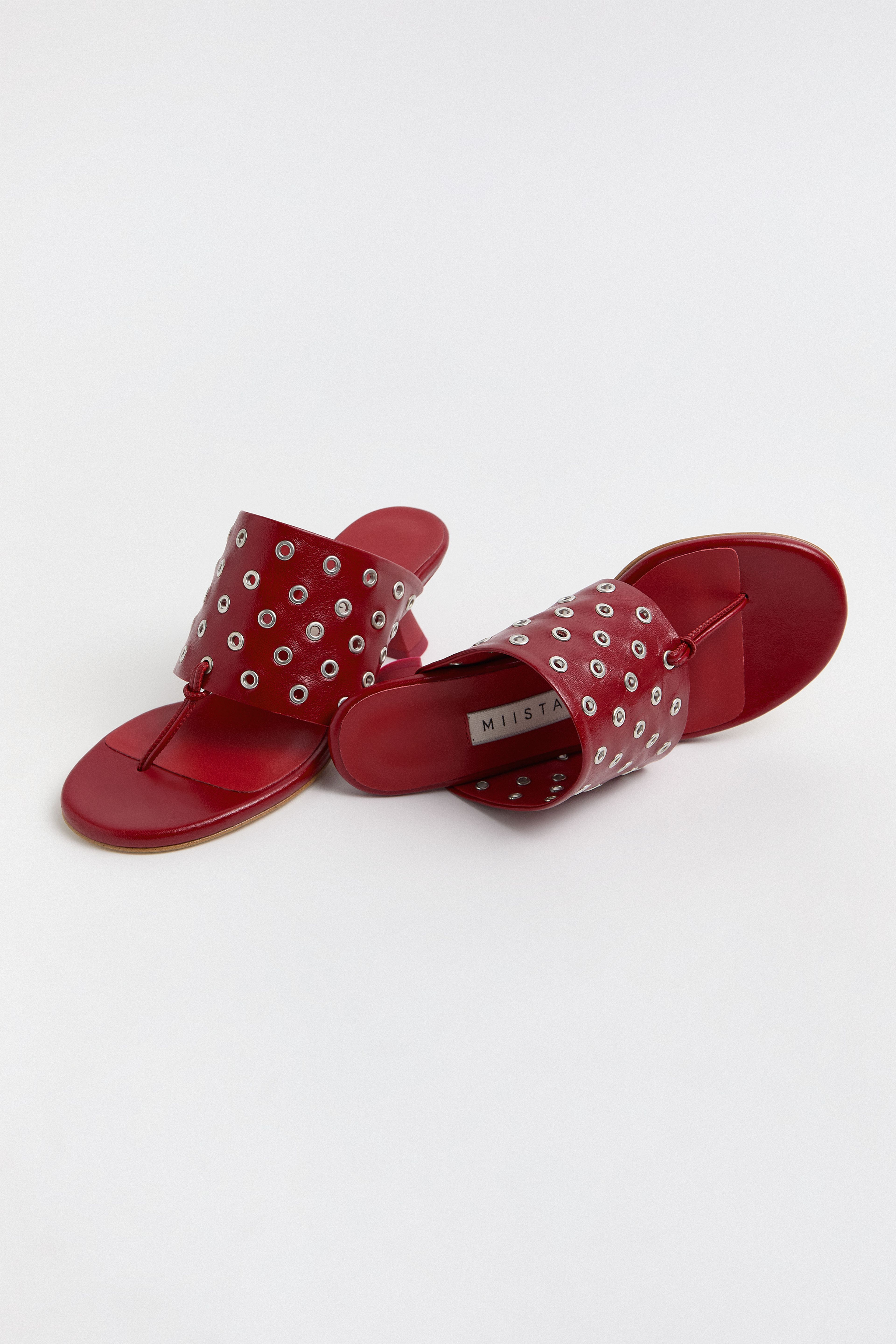 Cedella Red Eyelets Sandals | Miista | Designed & Handmade in Europe