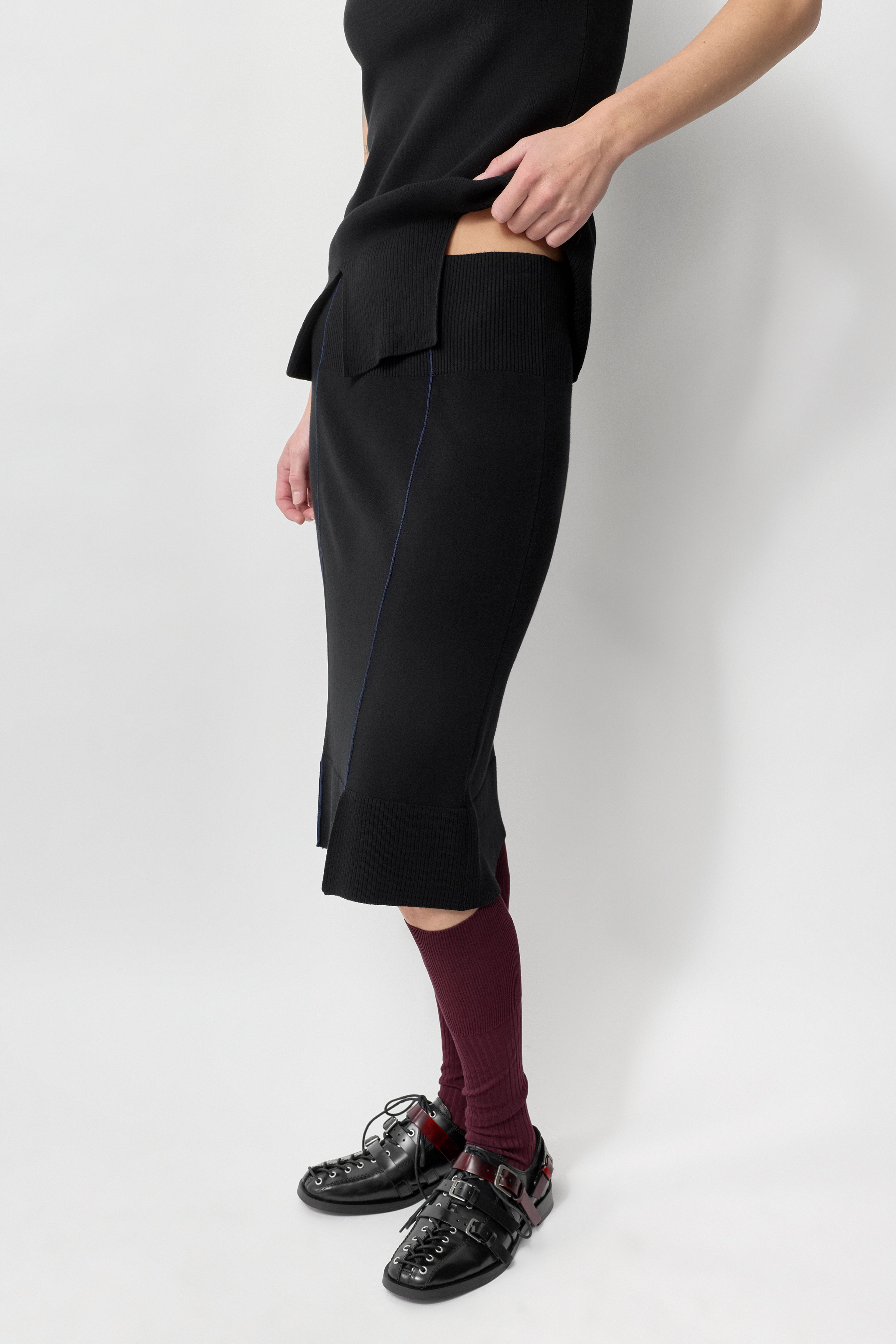Ana Skirt - Black Viscose Knit | Miista | Designed & Handmade in Europe