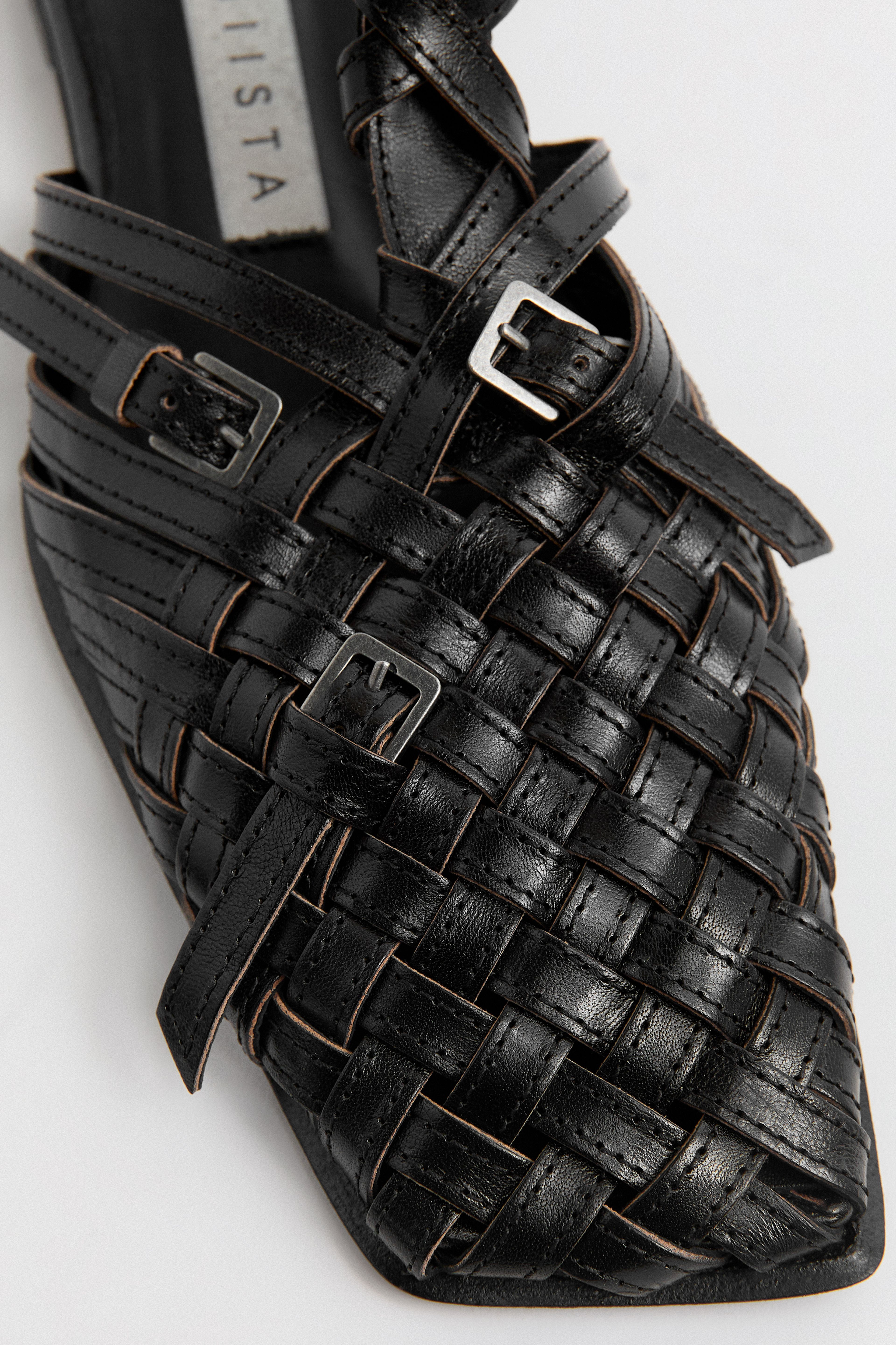 Mayra Black Woven Leather Sandals | Miista | Designed & Handmade in Europe