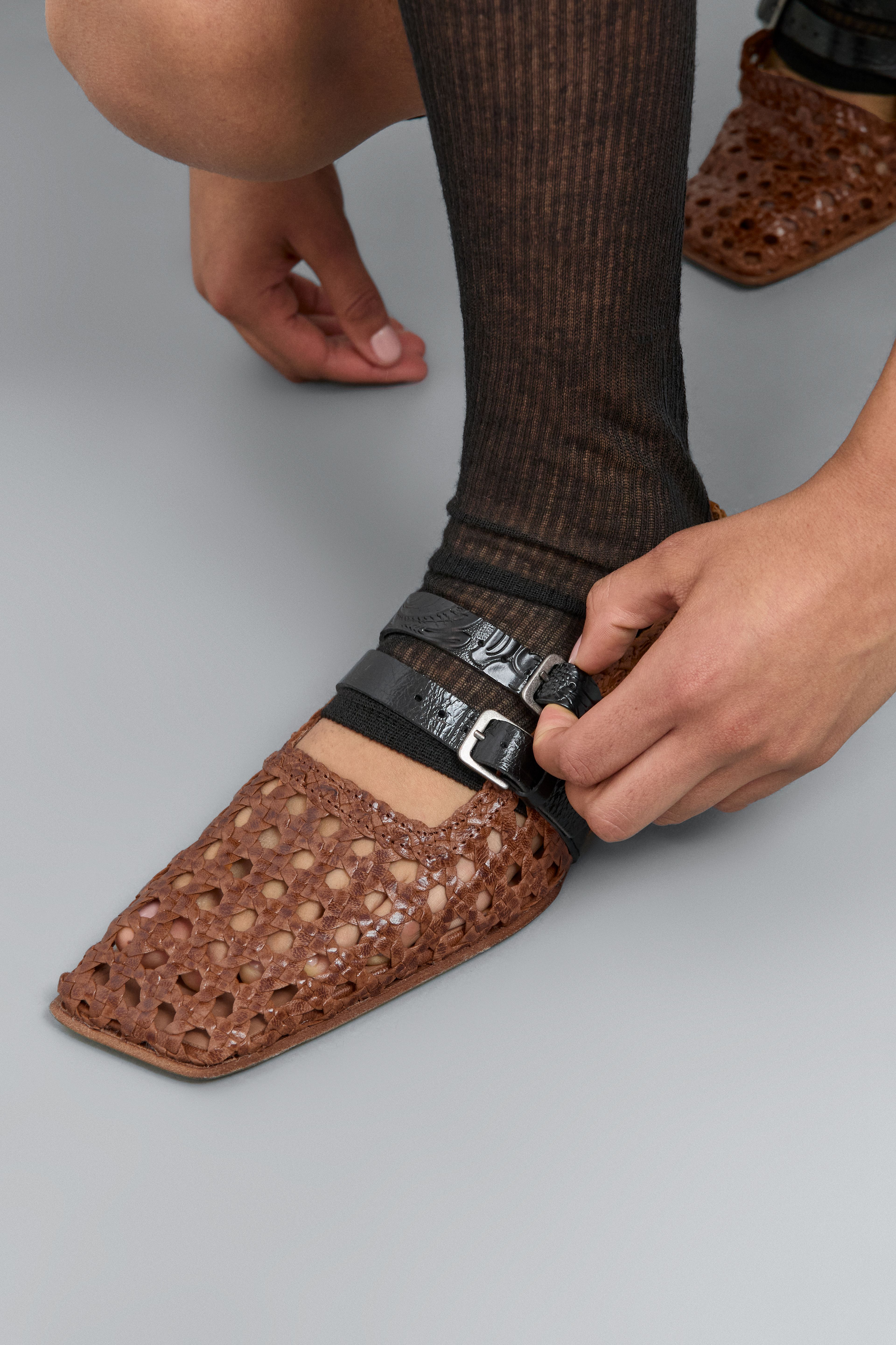 Kiran Brown Woven Leather Strappy Ballerinas | Miista | Designed & Handmade in Europe