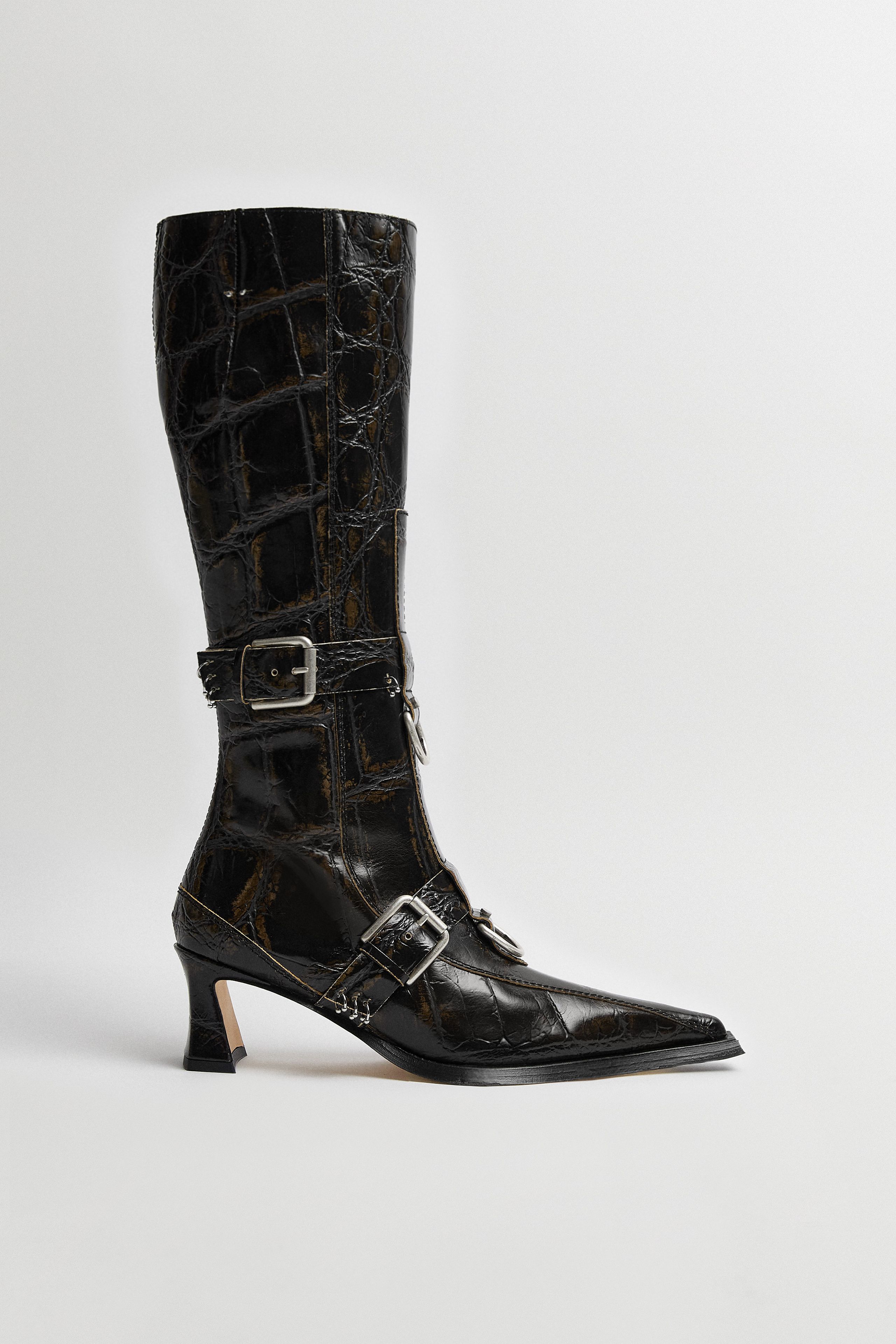 Eliya Brown Coco Buckled Tall Boots | Miista | Designed & Handmade in Europe