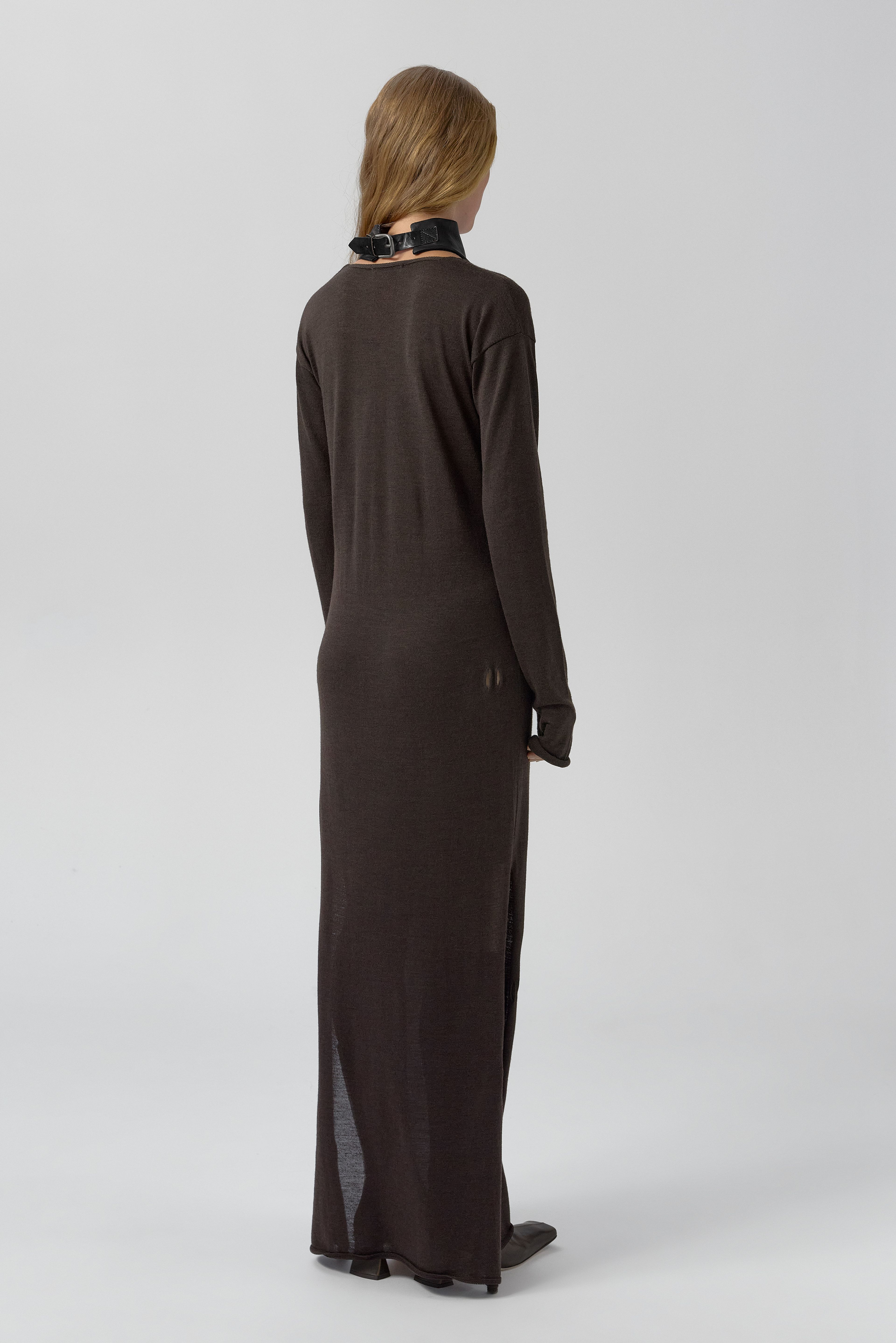Yayoi Dress - Brown Extra Fine Merino Knit | Miista | Designed & Handmade in Europe