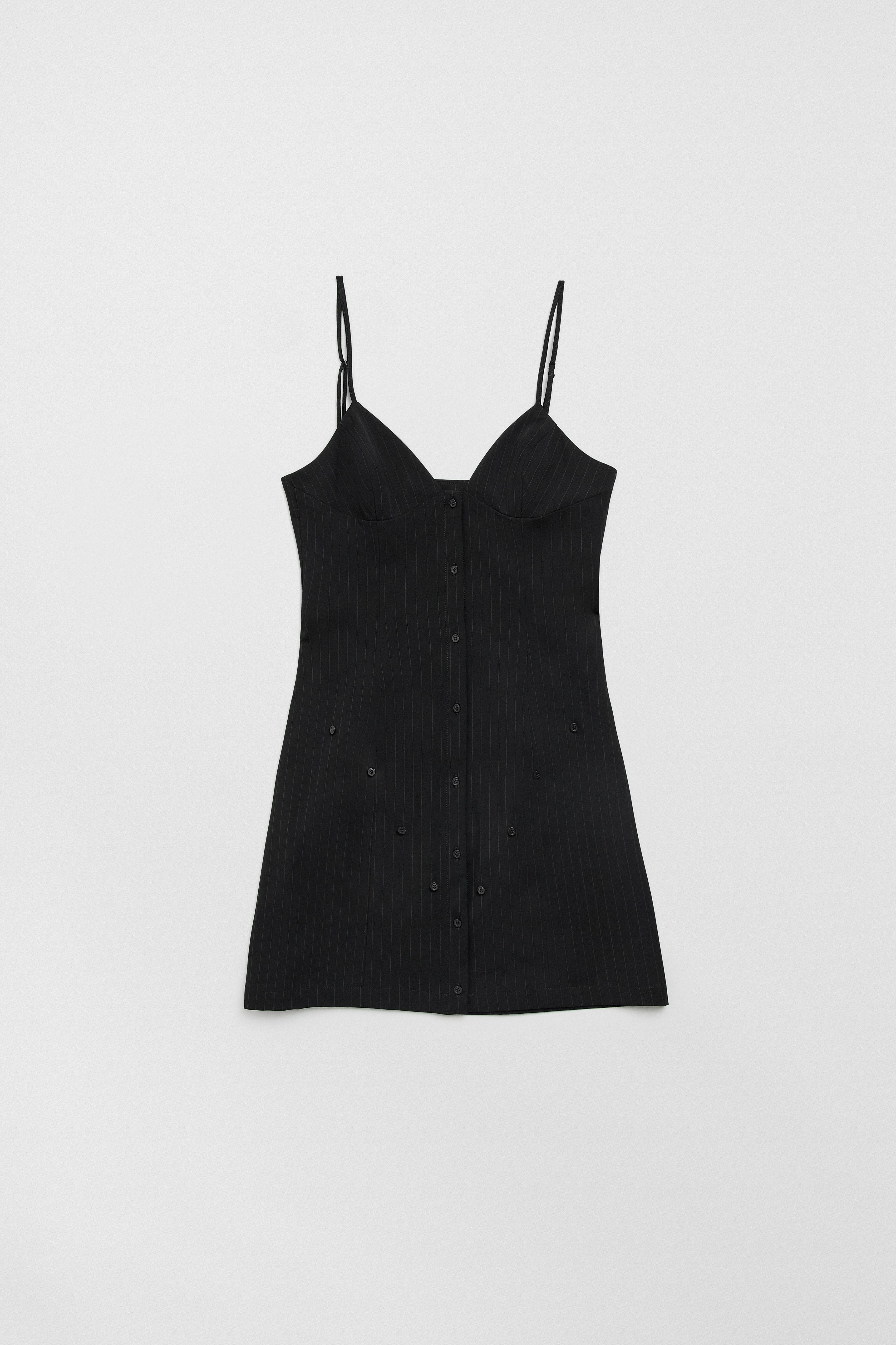black pinstripe dress Dial Tone Long Sleeve Mini May be worn with any standard bra Hadavi Mini Dress in Pinstripe