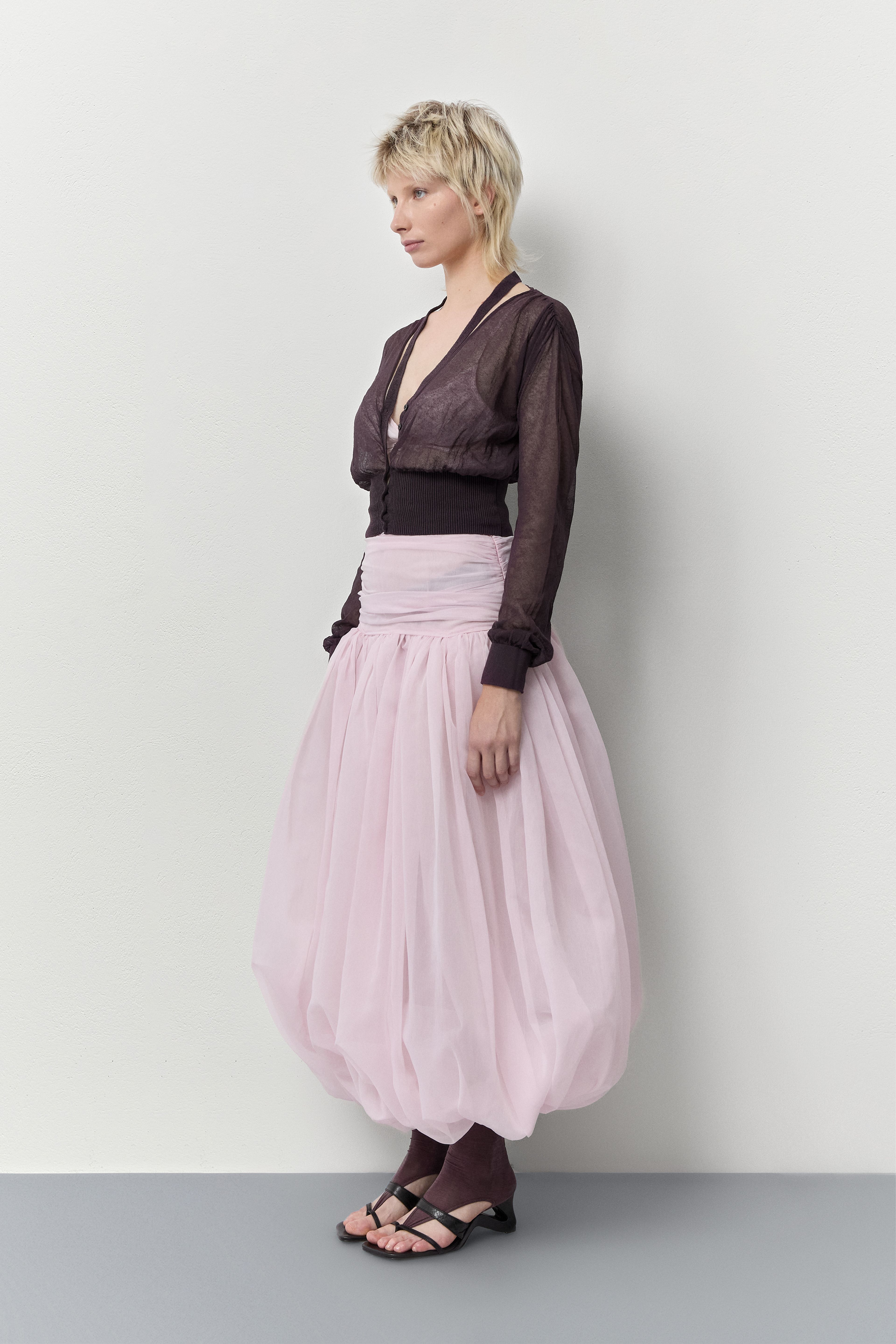 Adrienne Soft Pink Balloon Long Skirt | Miista | Designed & Handmade in Europe