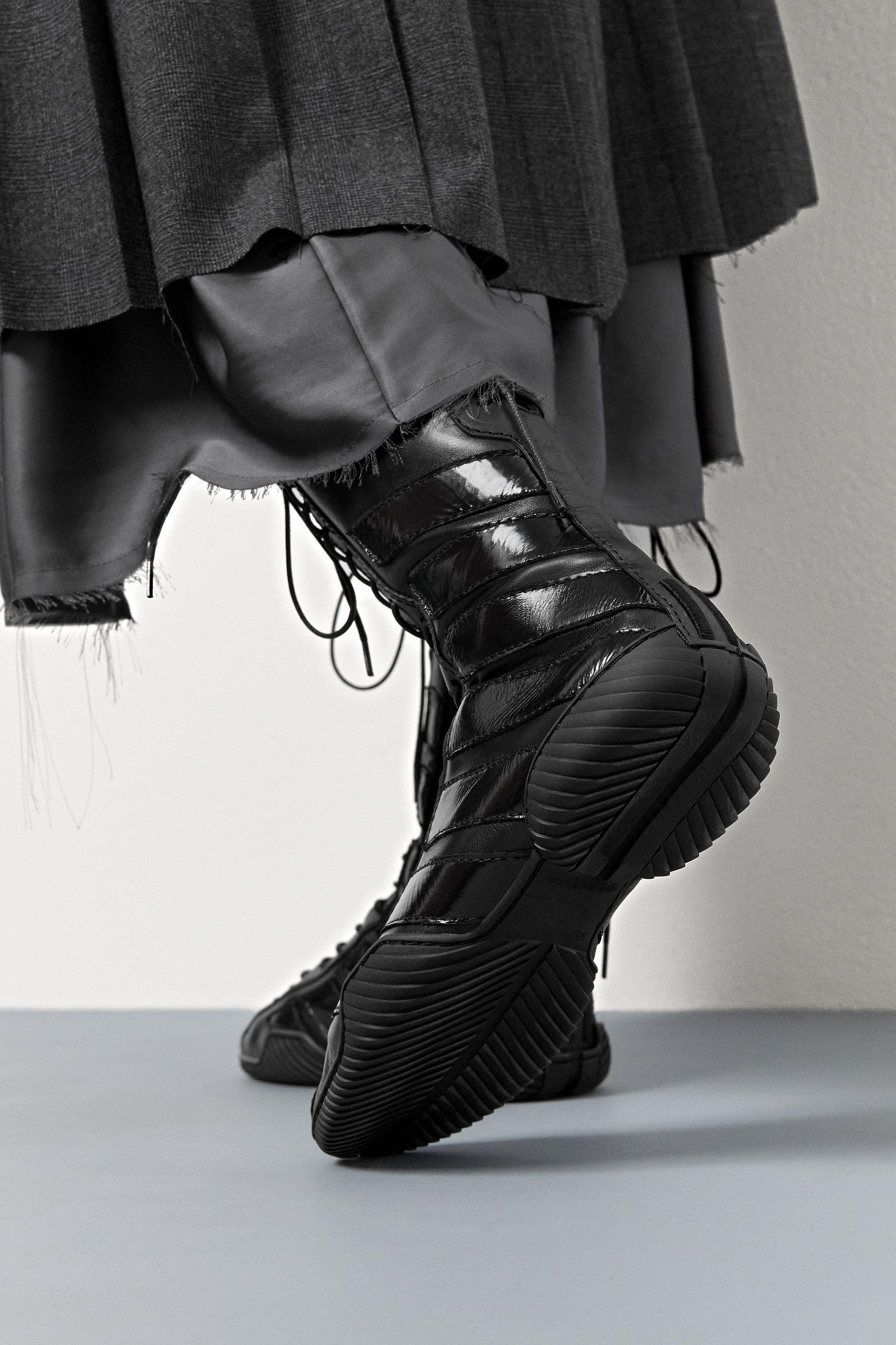 Imogen Boots - Black Leather Lace | Miista