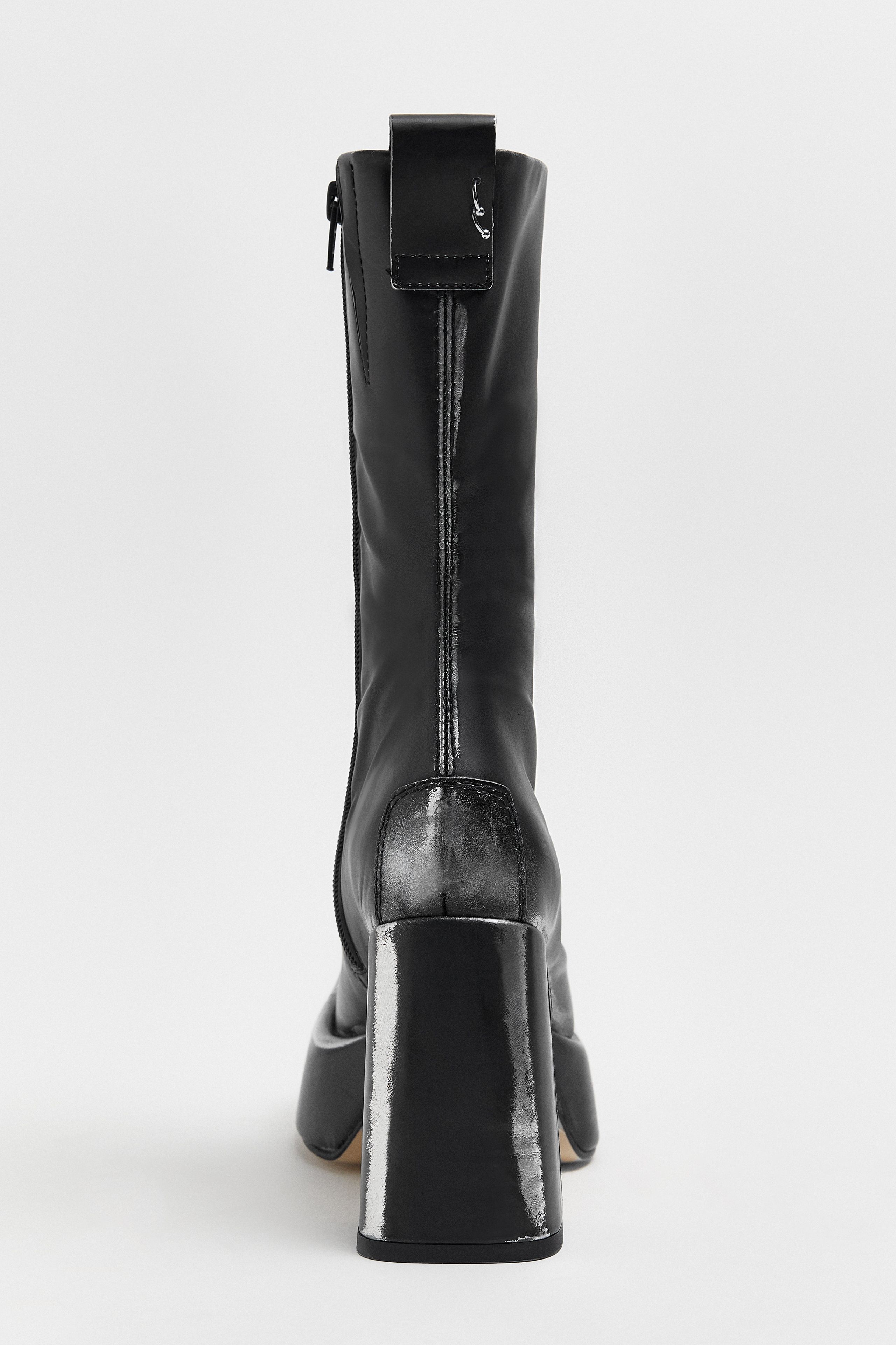 Apple Black Silver Brush Ankle Boots | Miista
