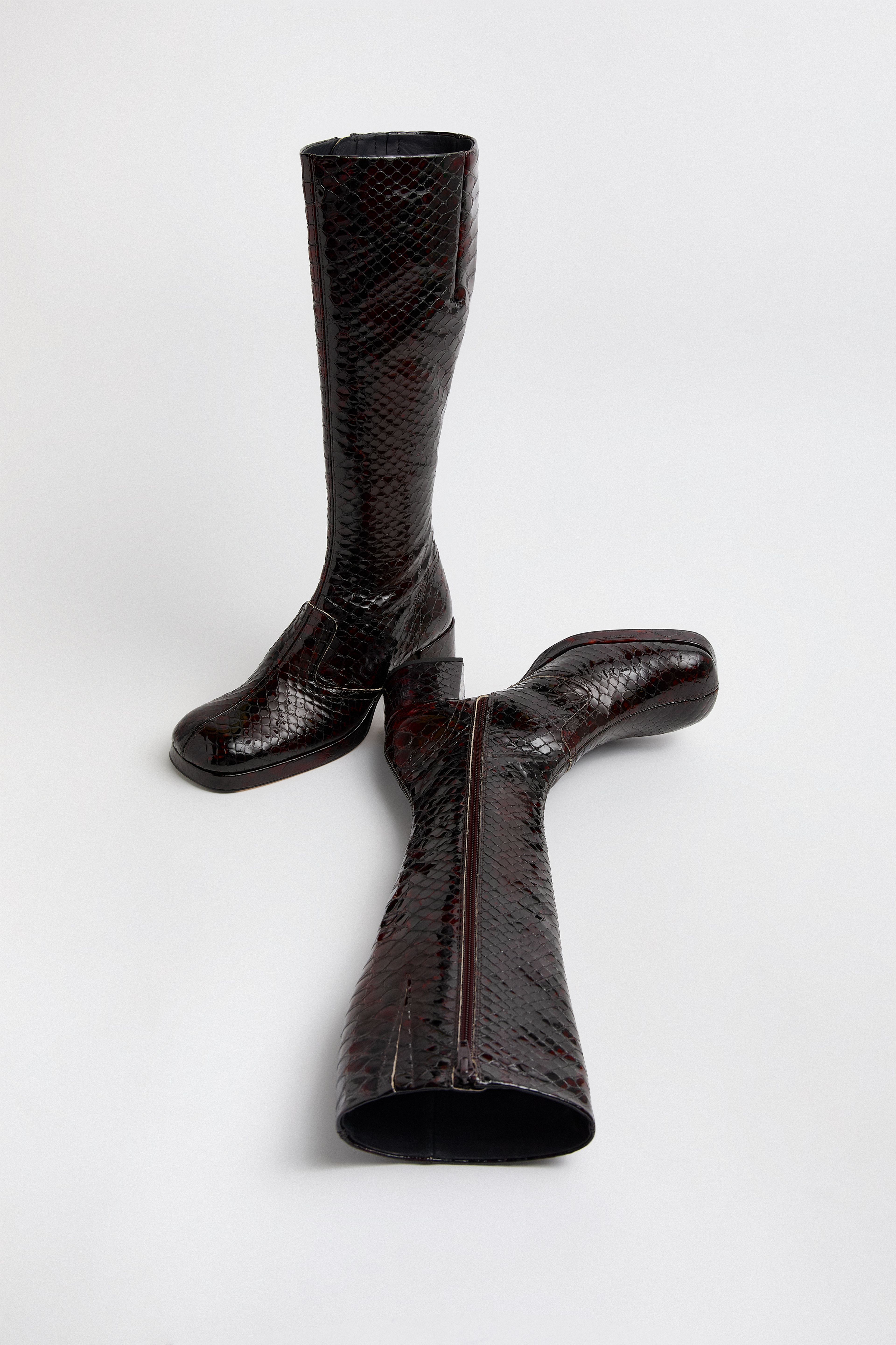 Donna Boots Brown Embossed Snake Leather | Miista | Designed & Handmade in Europe