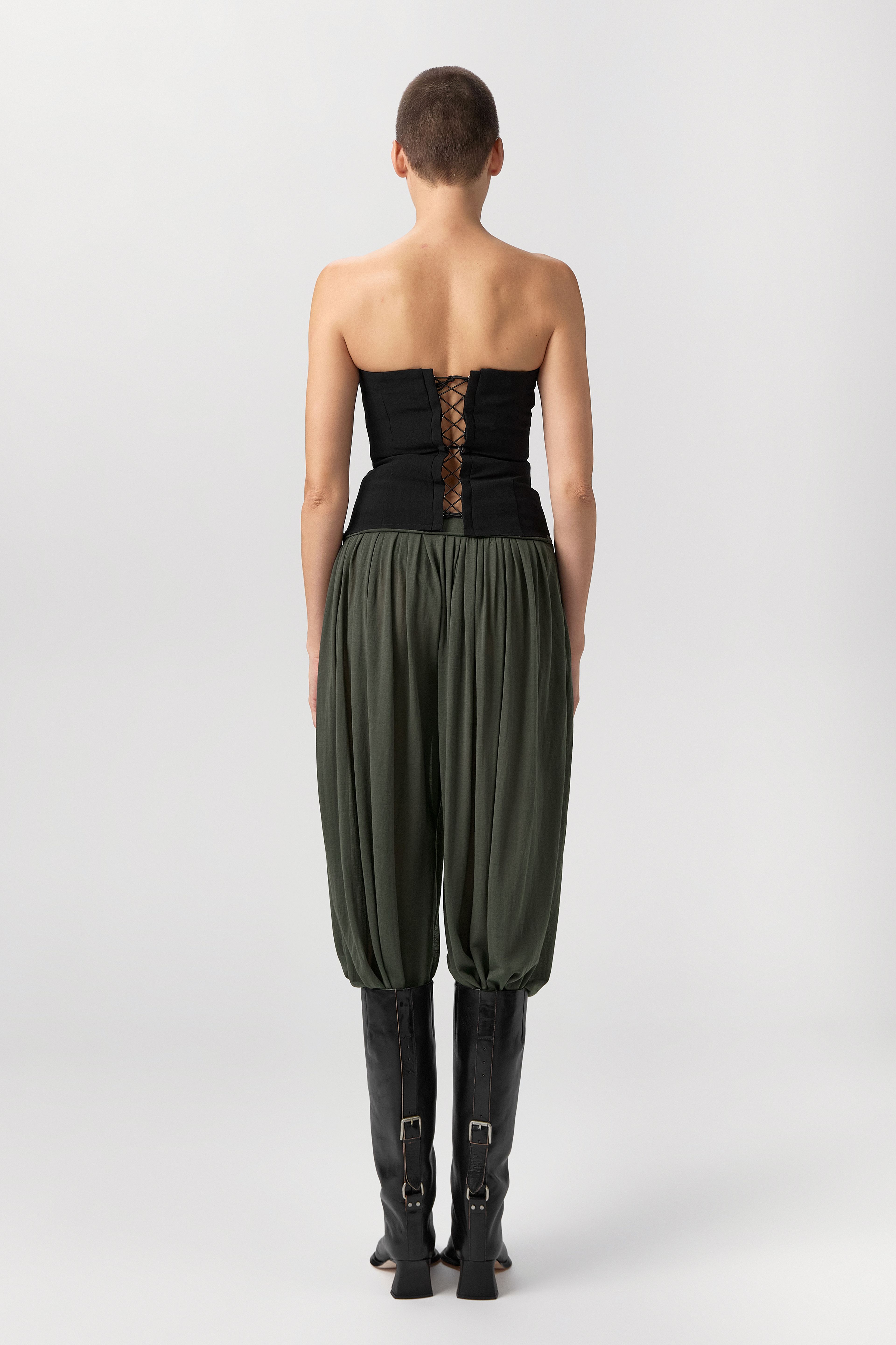 Oliver Trousers - Khaki Cotton Blend | Miista | Designed & Handmade in Europe