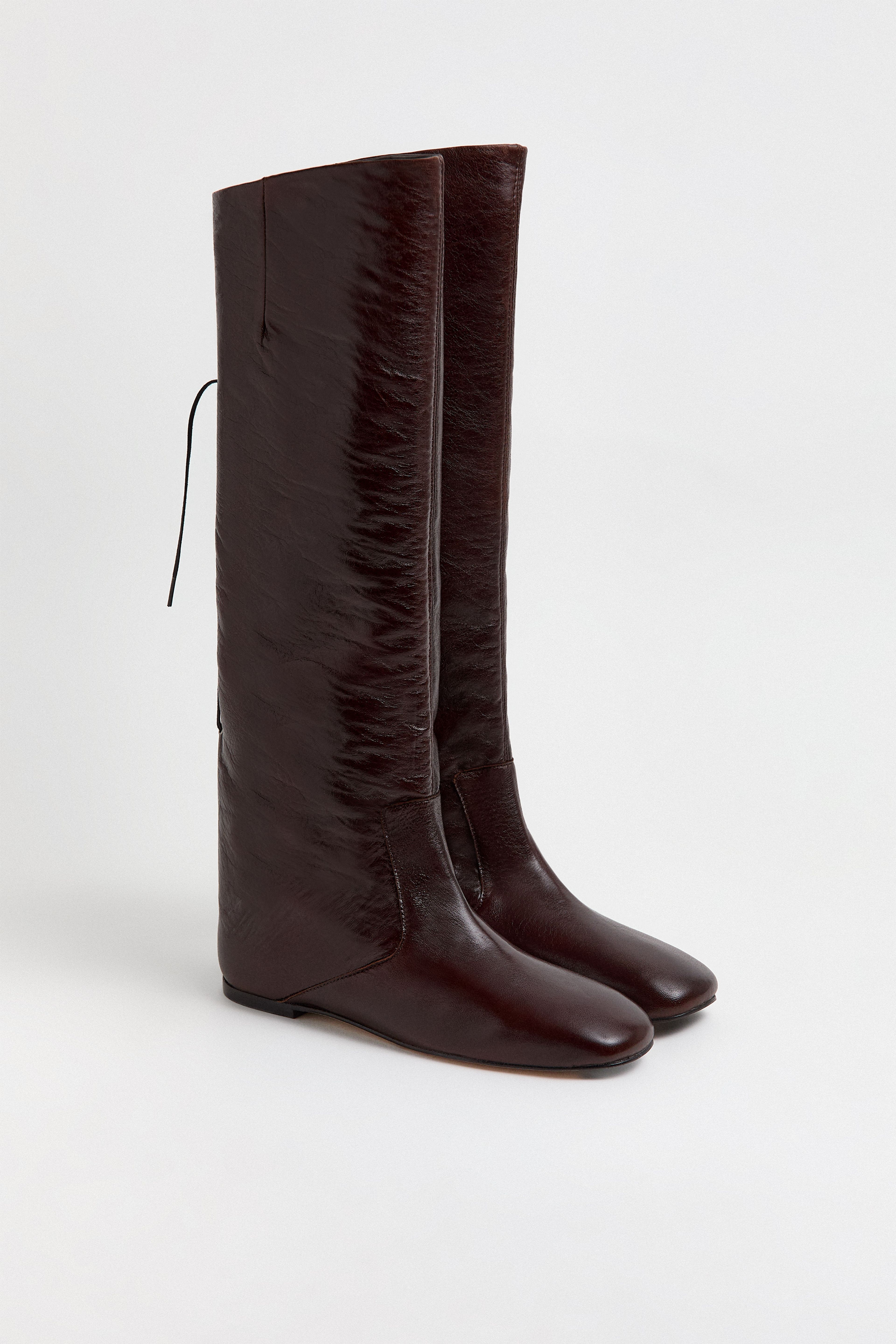 Karola Boots - Dark Brown Crinkle Leather | Miista | Designed & Handmade in Europe