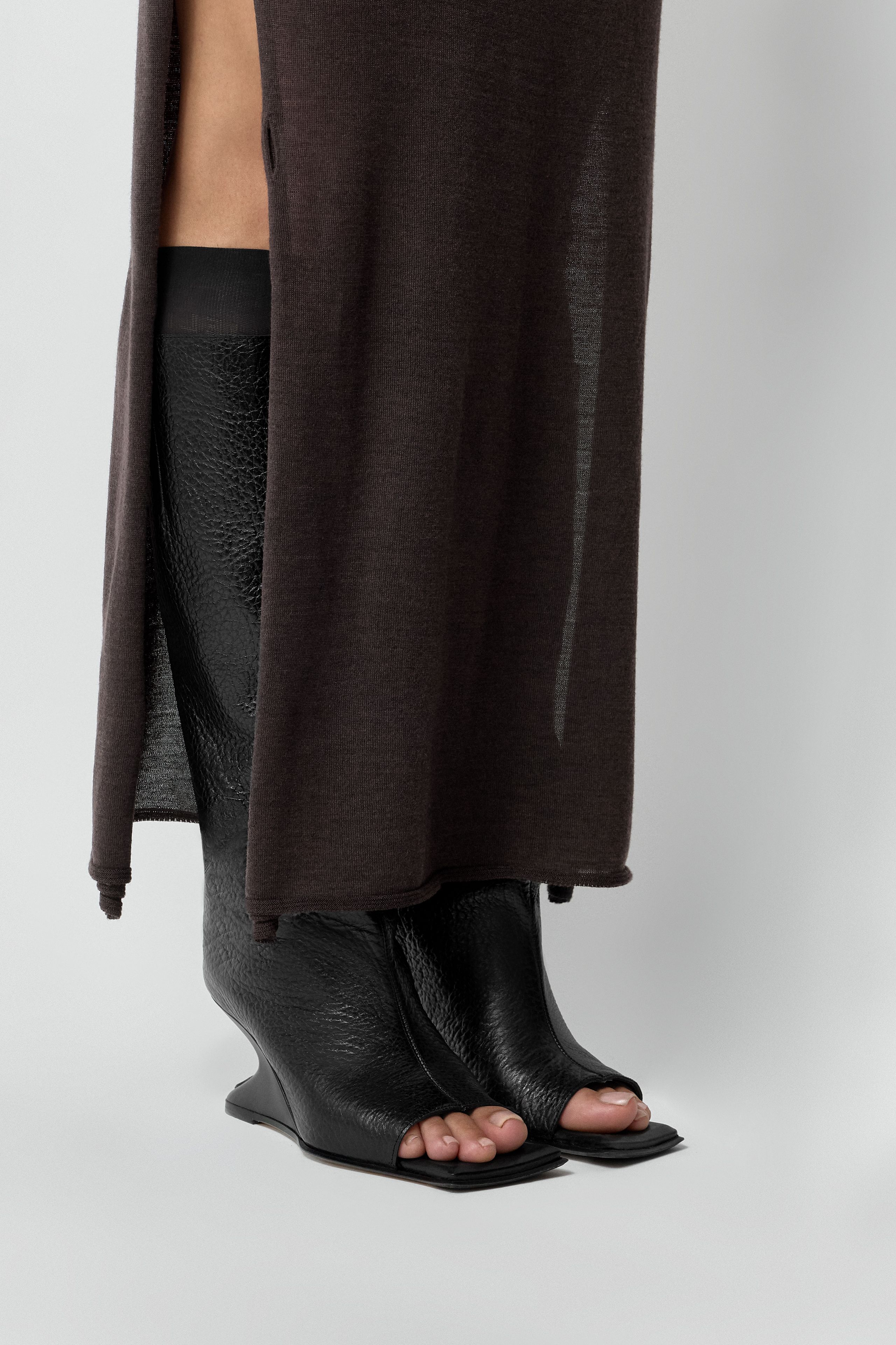 Salima Black Peep Toe Tall Boots | Miista | Designed & Handmade in Europe