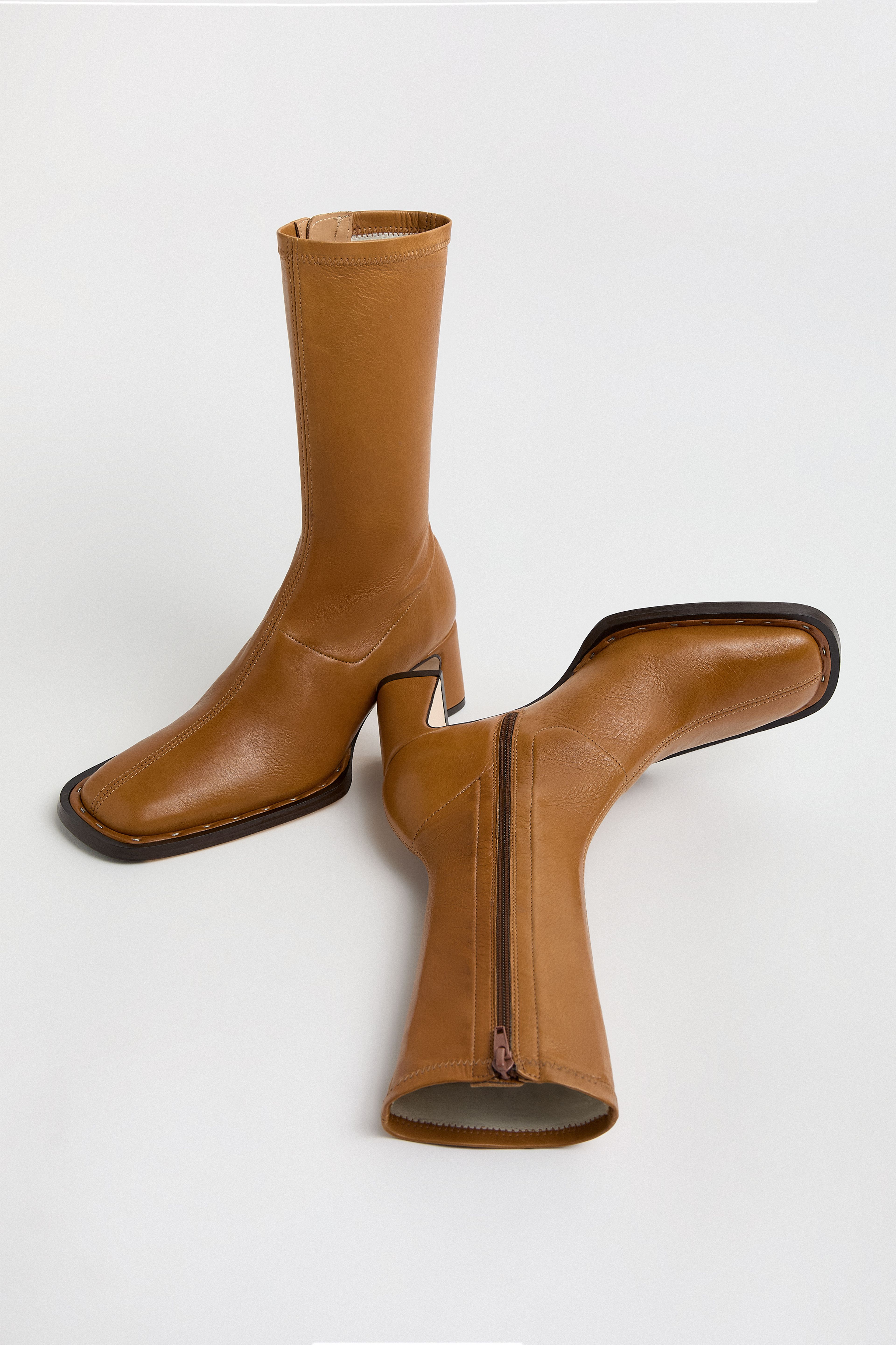 Chasity Boots Caramel Stretch Nappa | Miista | Designed & Handmade in Europe
