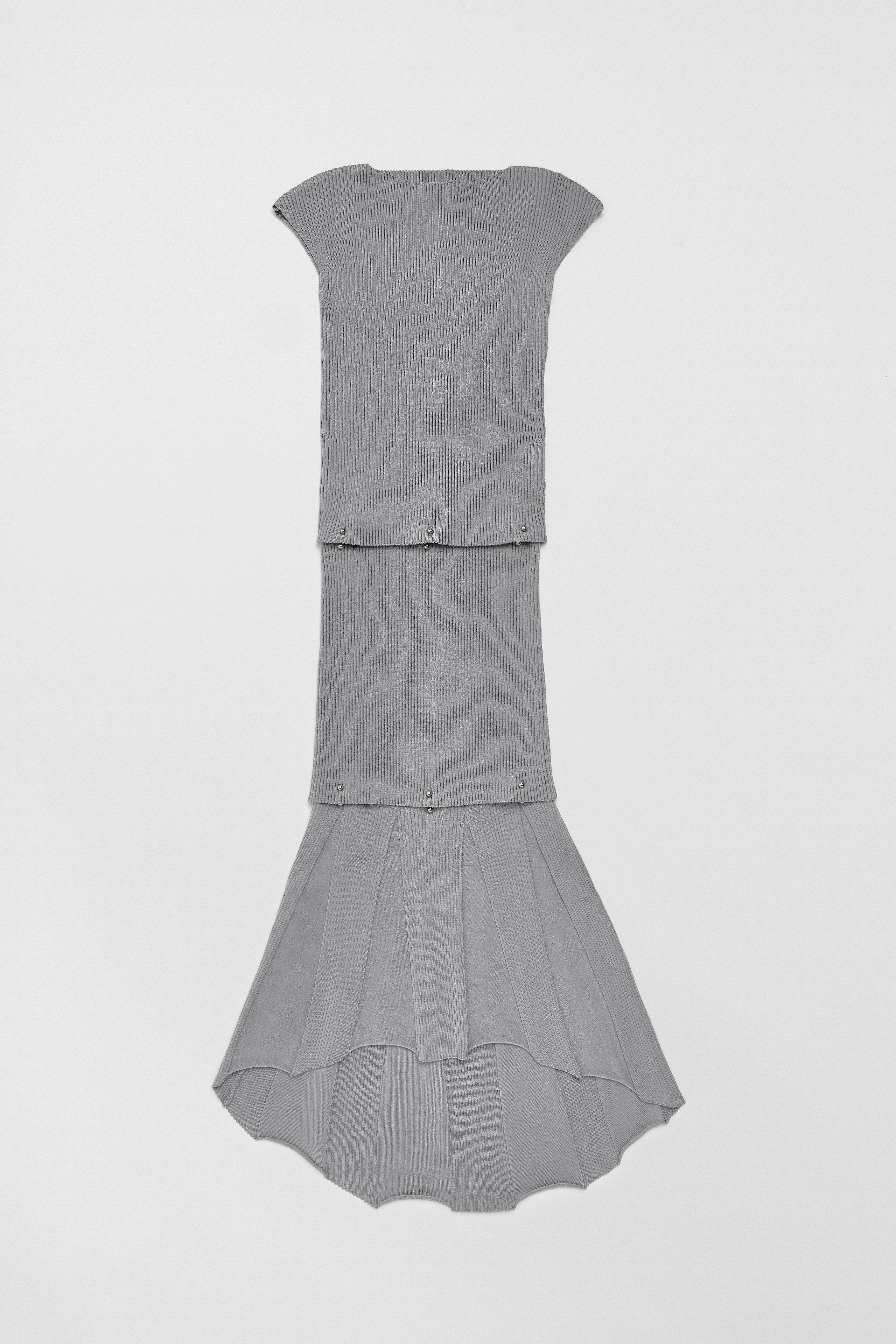Teah Dress - Grey Ribbed Knit | Miista