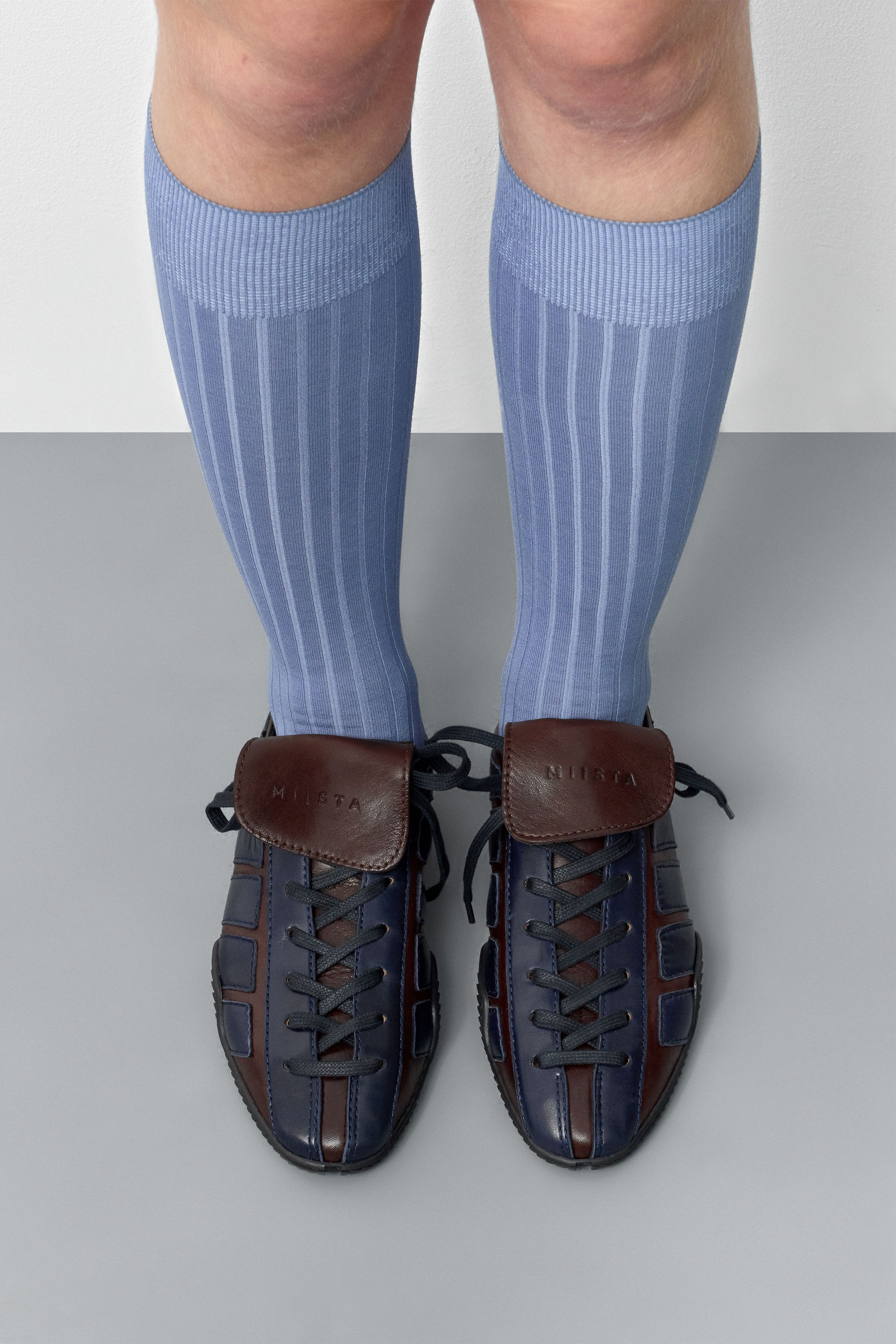 Nikoletta Brown Navy Lace Sneakers | Miista | Designed & Handmade in Europe