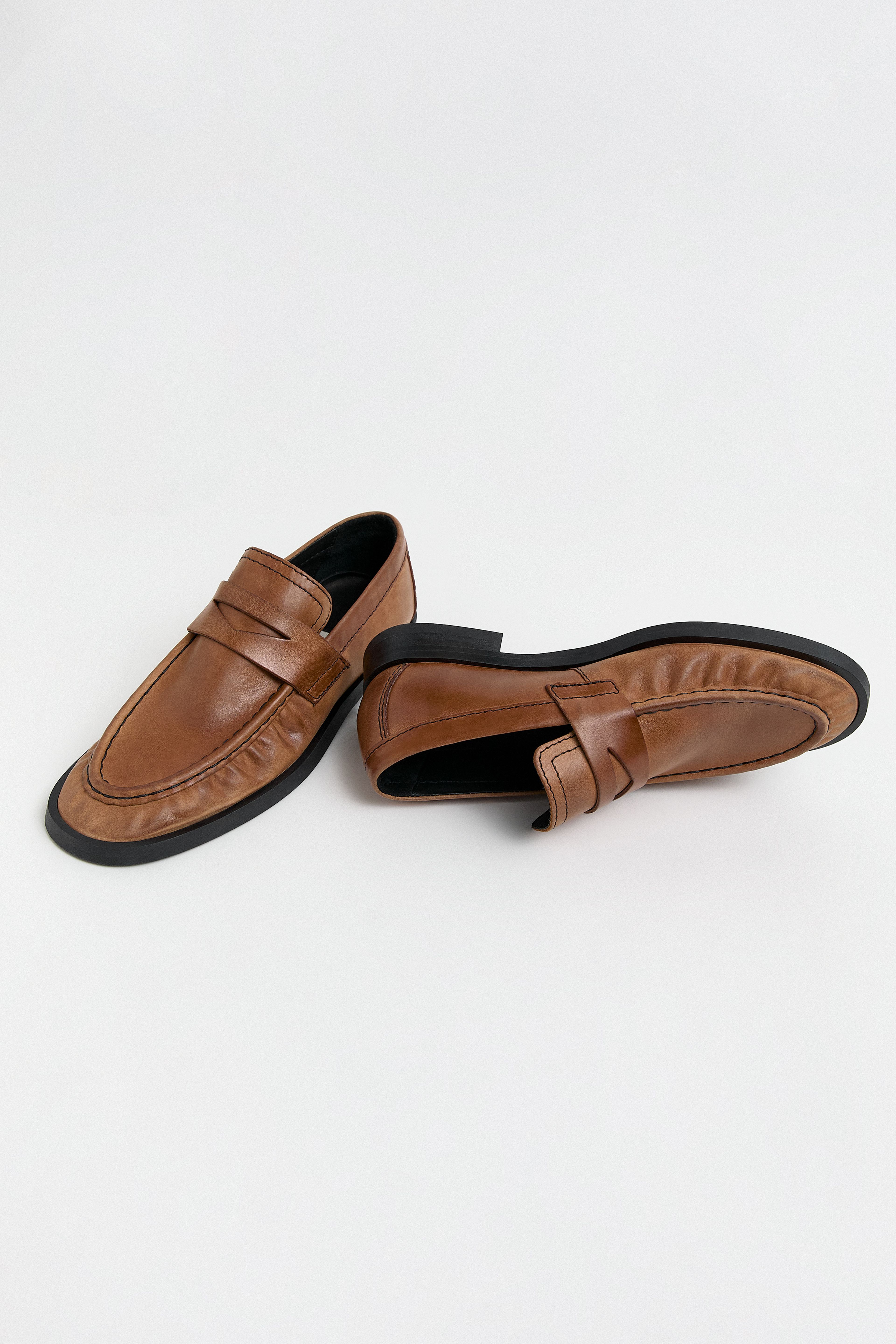 Zita Loafers - Tan Leather Black Stitching | Miista | Designed & Handmade in Europe