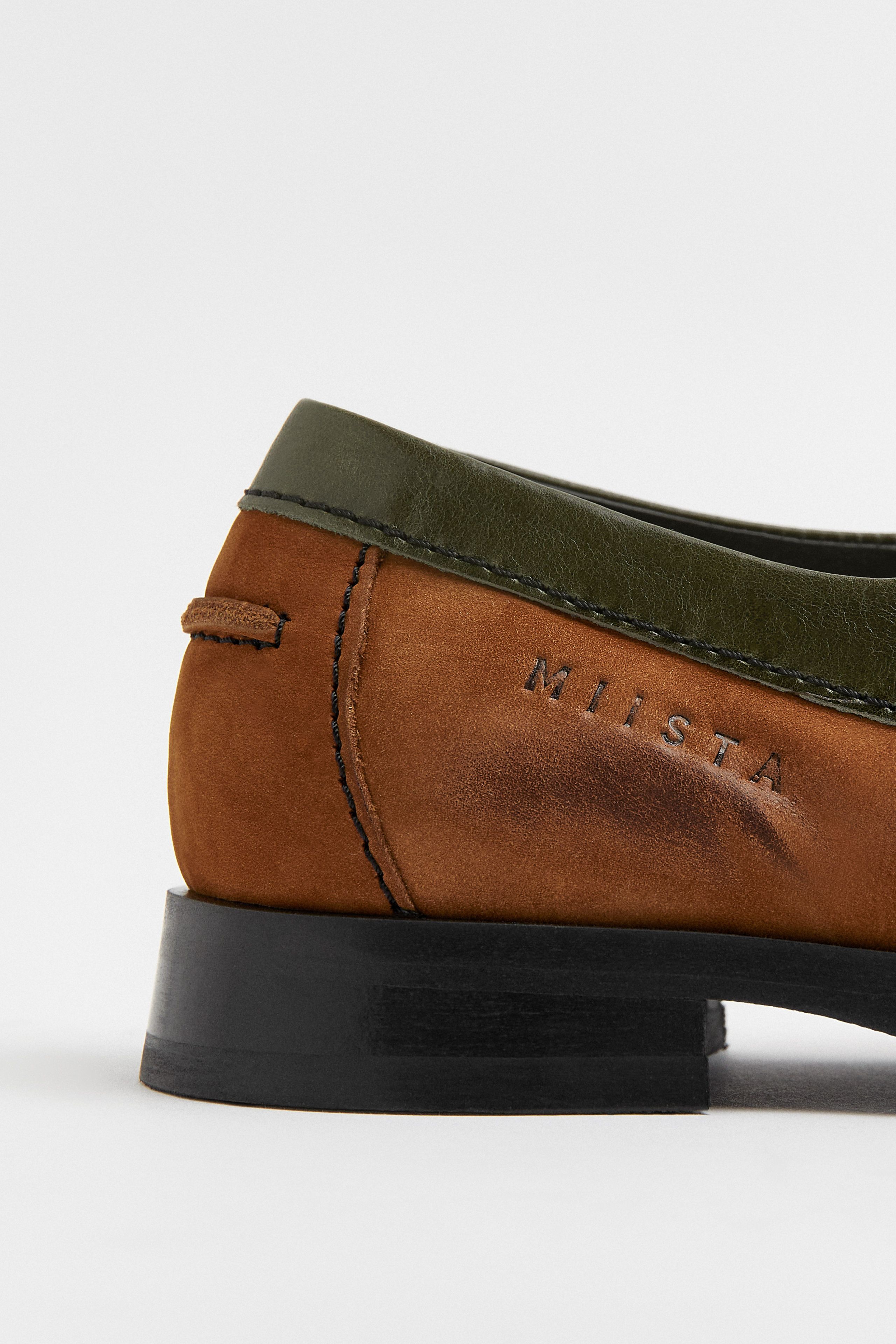 Edelira Brown Khaki Bicolor Derby Loafers | Designed & Handmade in Europe