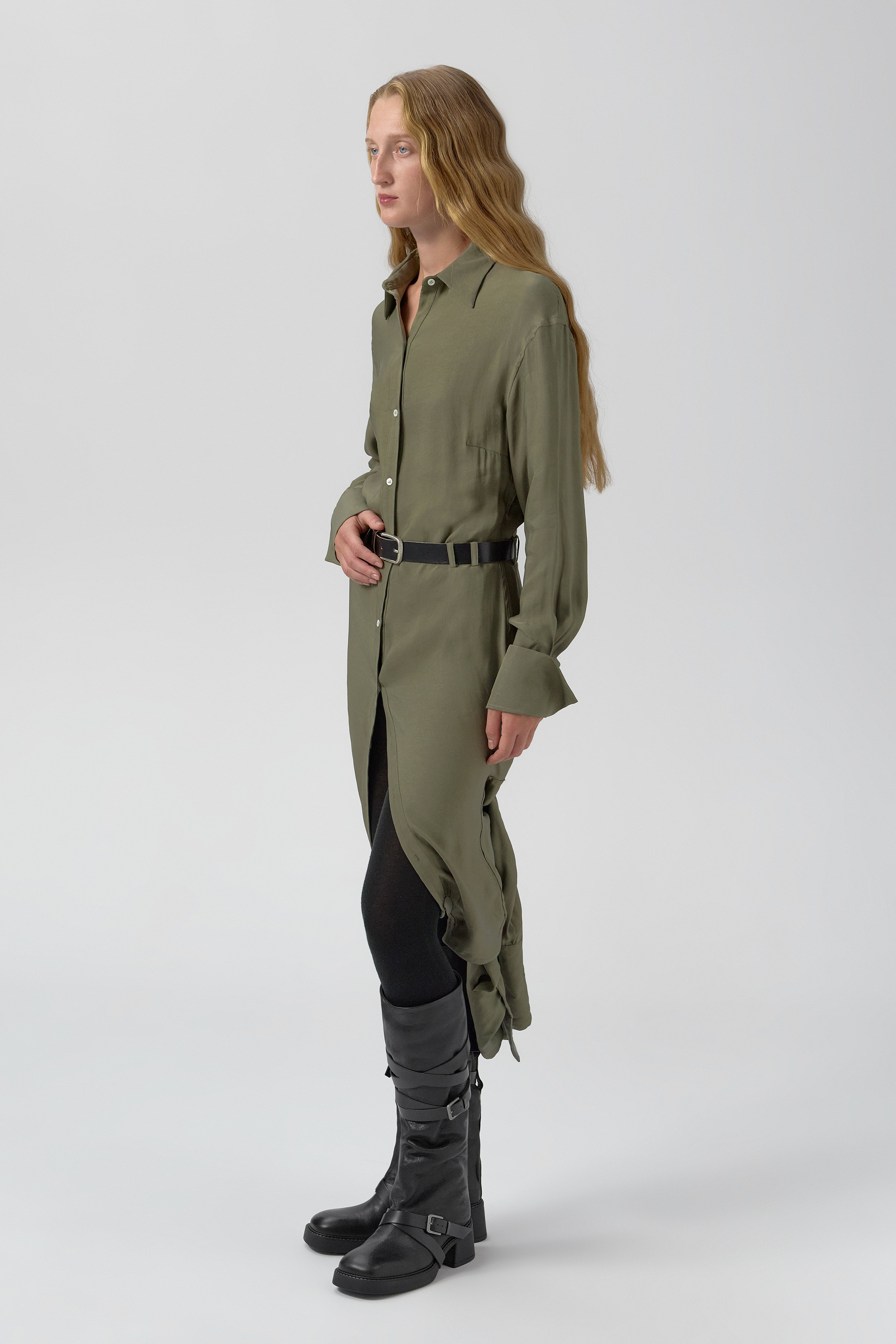 Lorna Dress - Khaki Lyocell Blend | Miista | Designed & Handmade in Europe