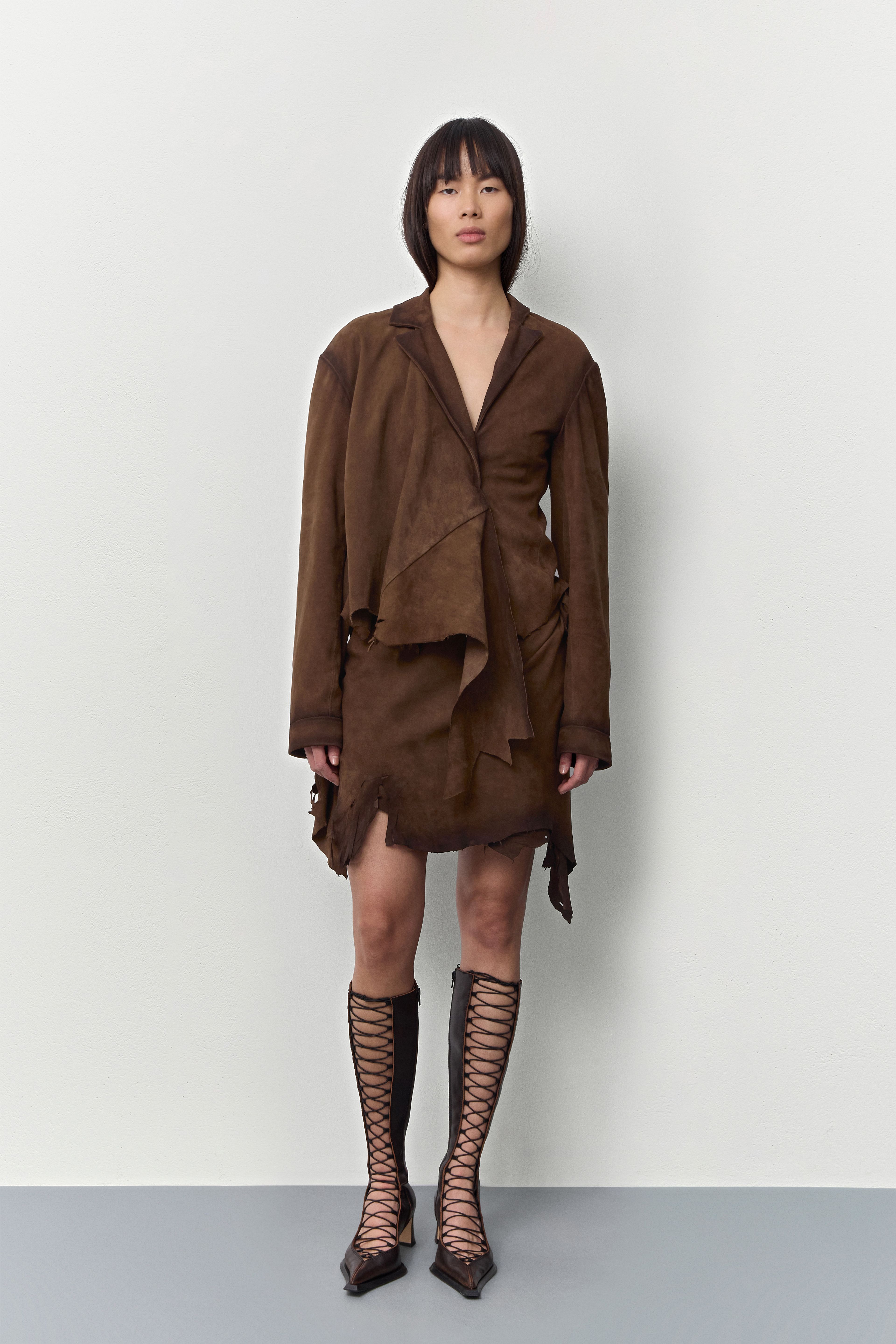 Steph Tan Wrapped Leather Jacket | Miista | Designed & Handmade in Europe