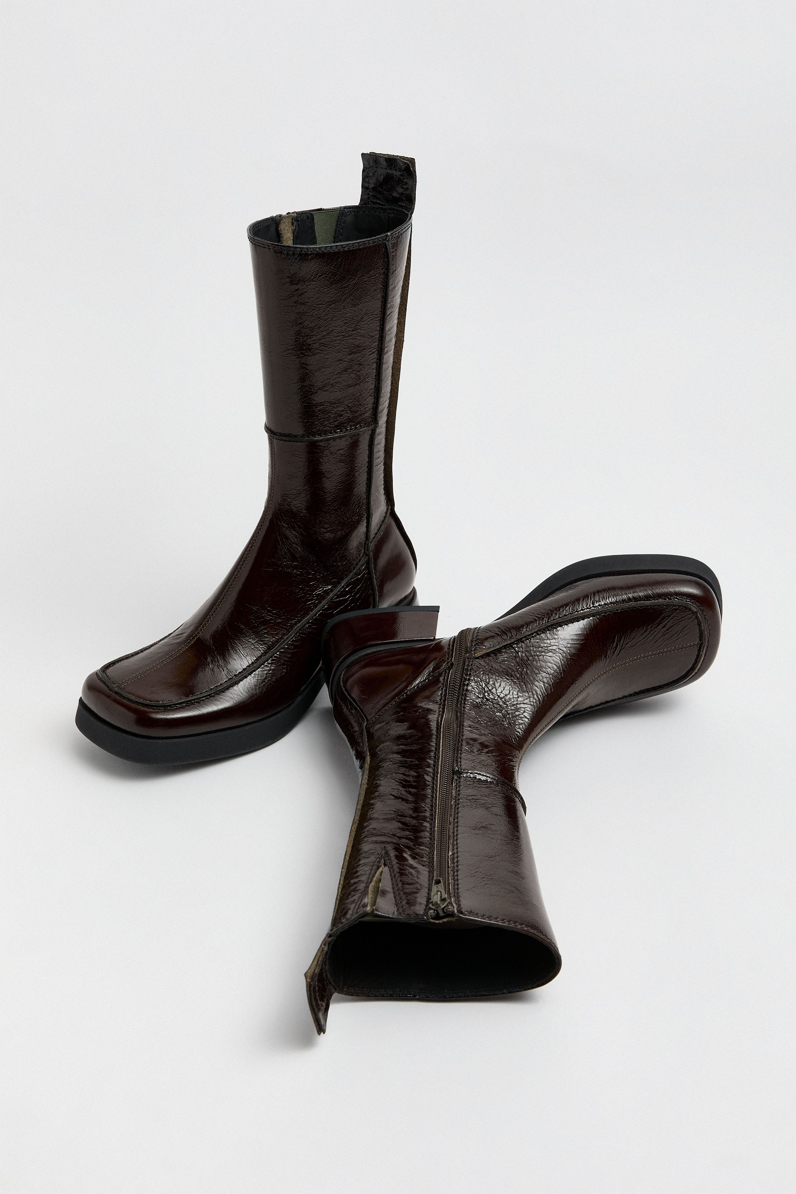 Alzira Boots - Brown Patent Leather | Miista