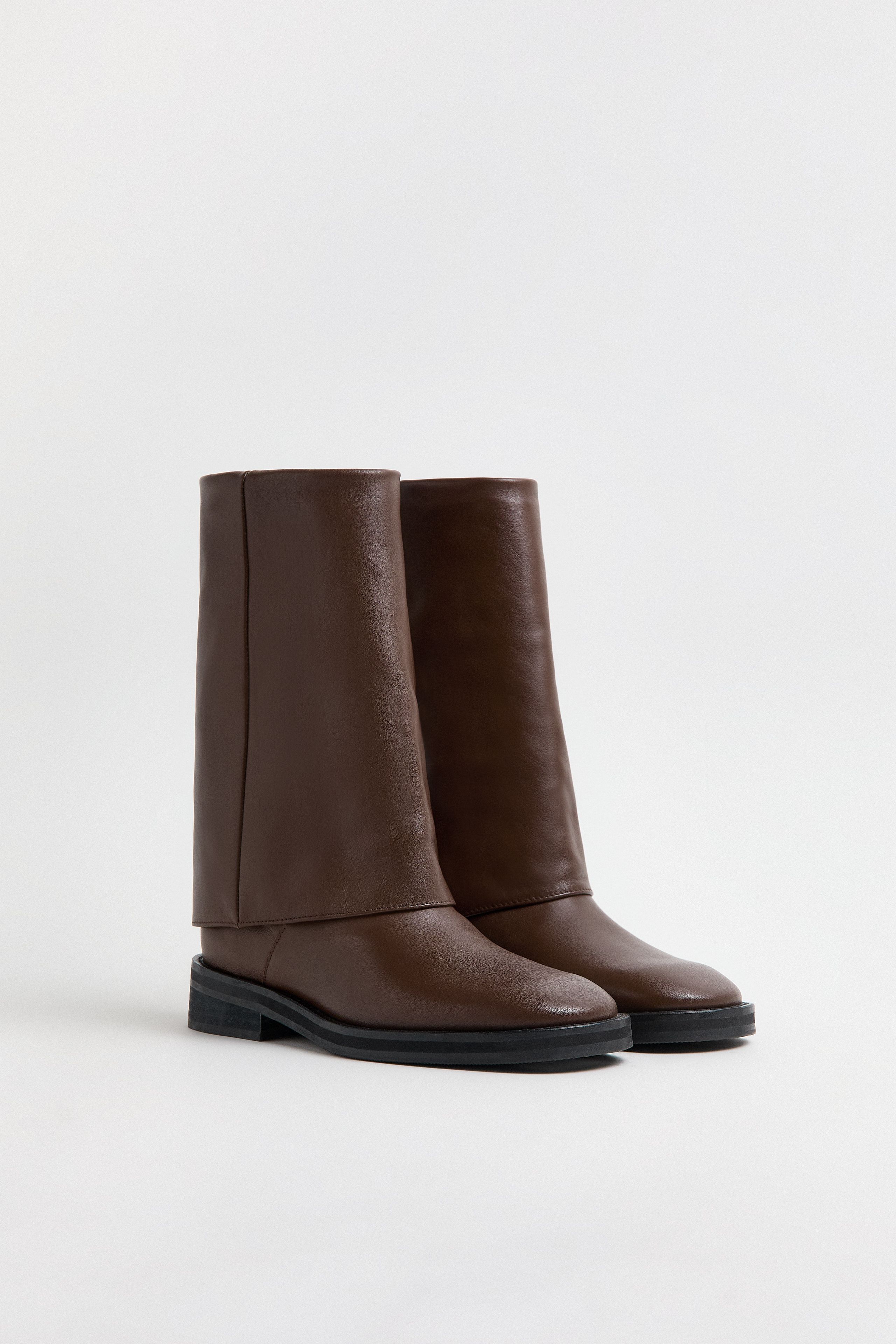 Arden Boots - Brown Fold Over Leather | Miista