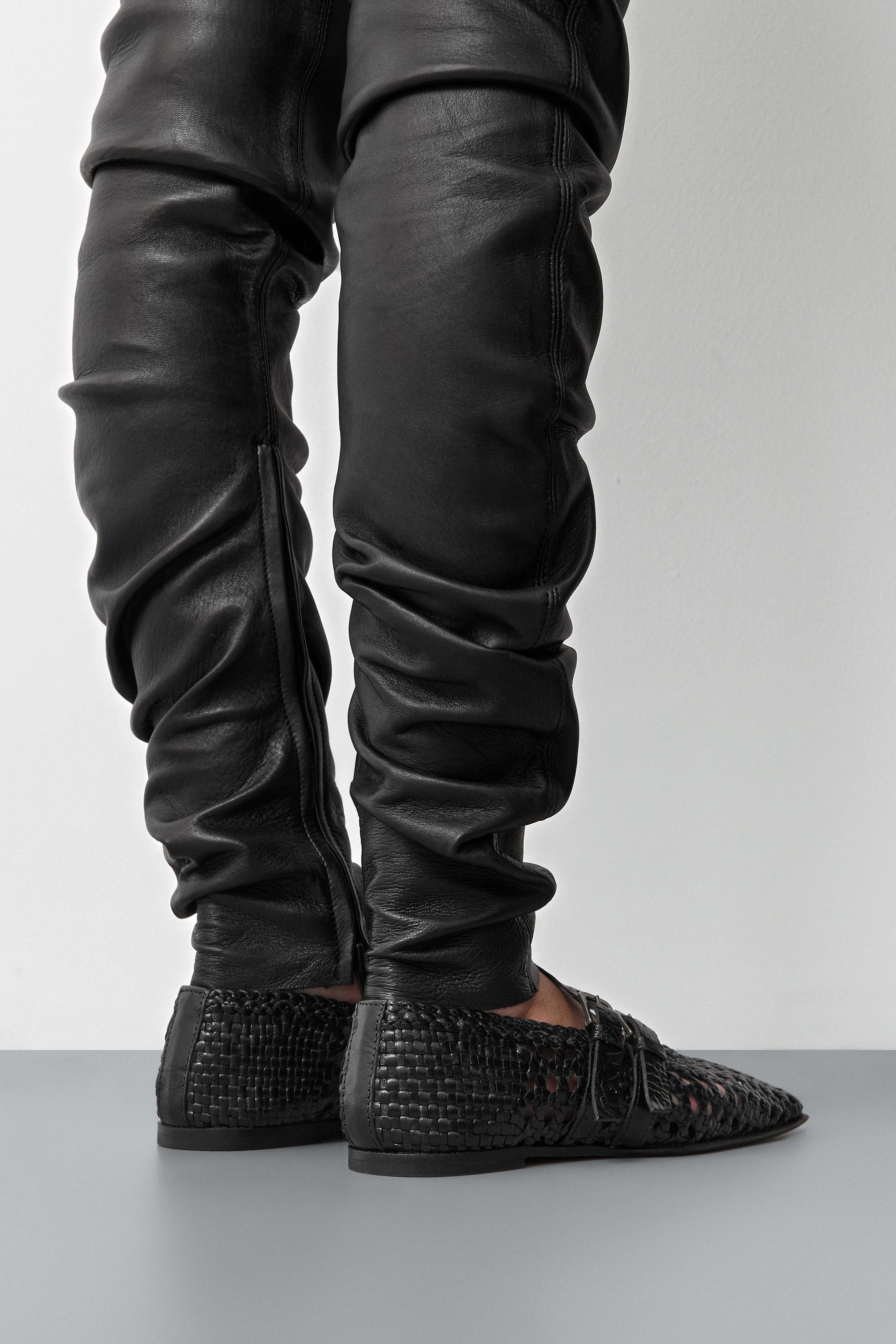 Kiran Black Woven Leather Strappy Ballerinas | Miista | Designed & Handmade in Europe