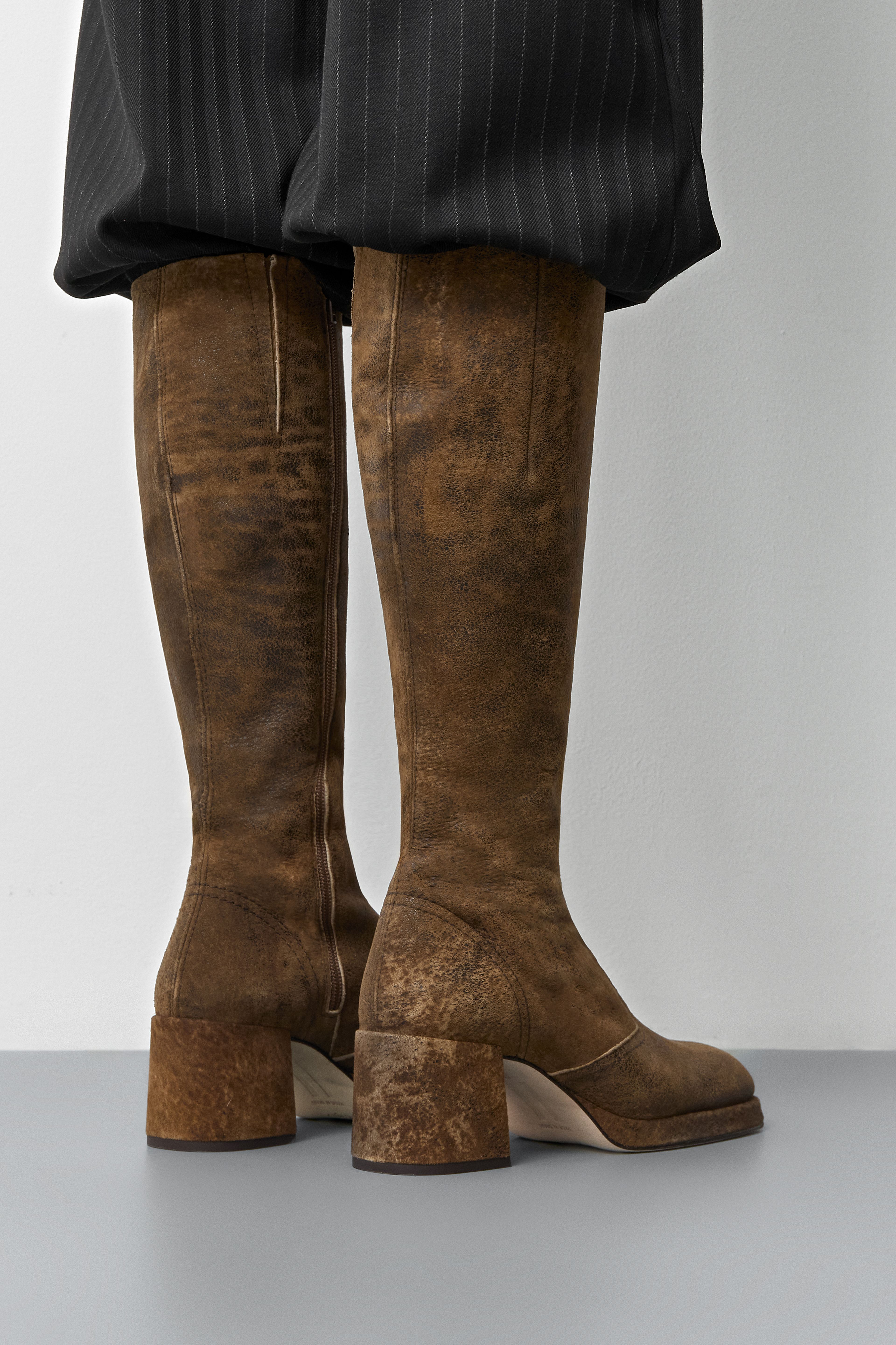 Donna Broken Brown Tall Boots | Miista | Designed & Handmade in Europe