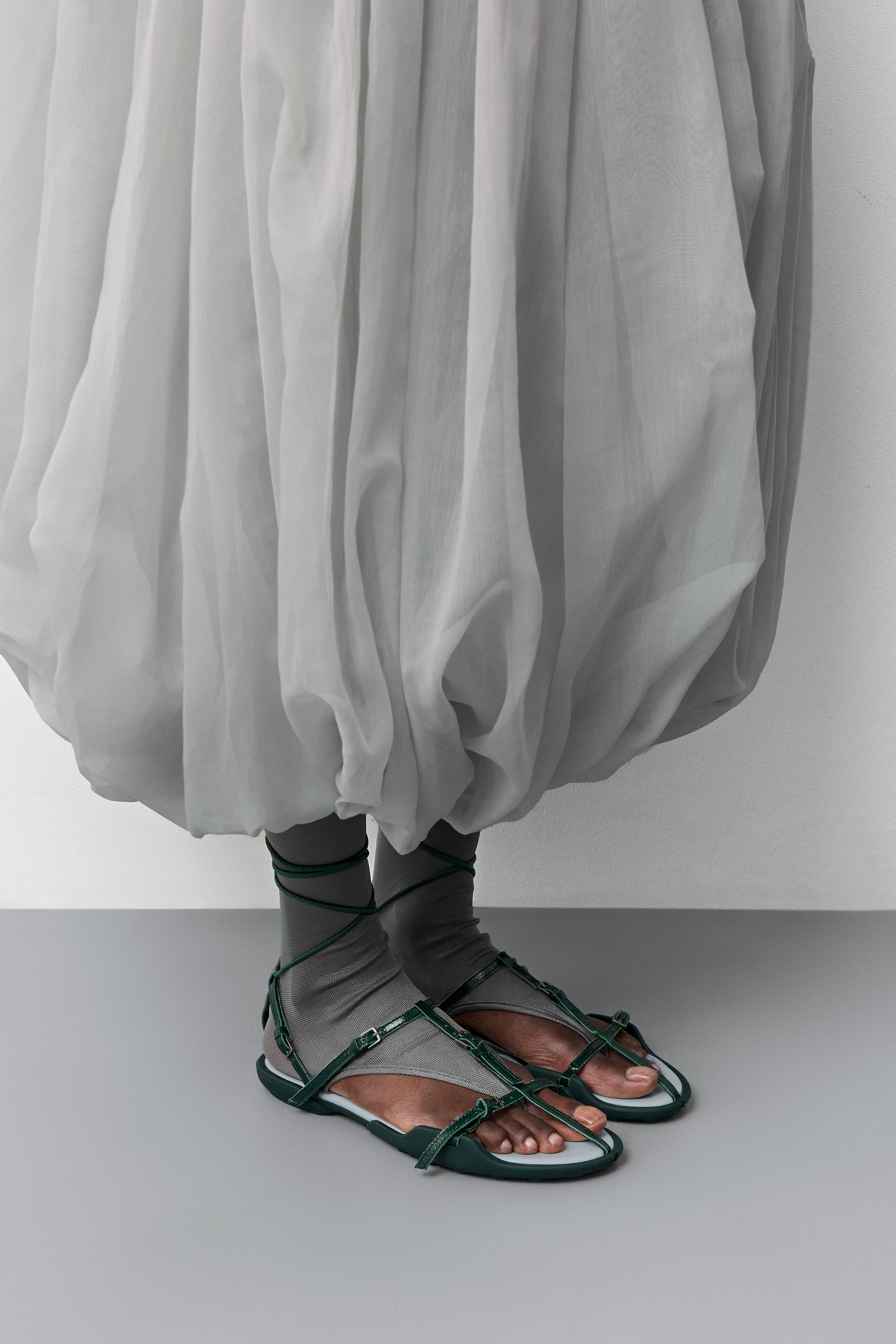 Raeny Sandals - Green Leather | Miista
