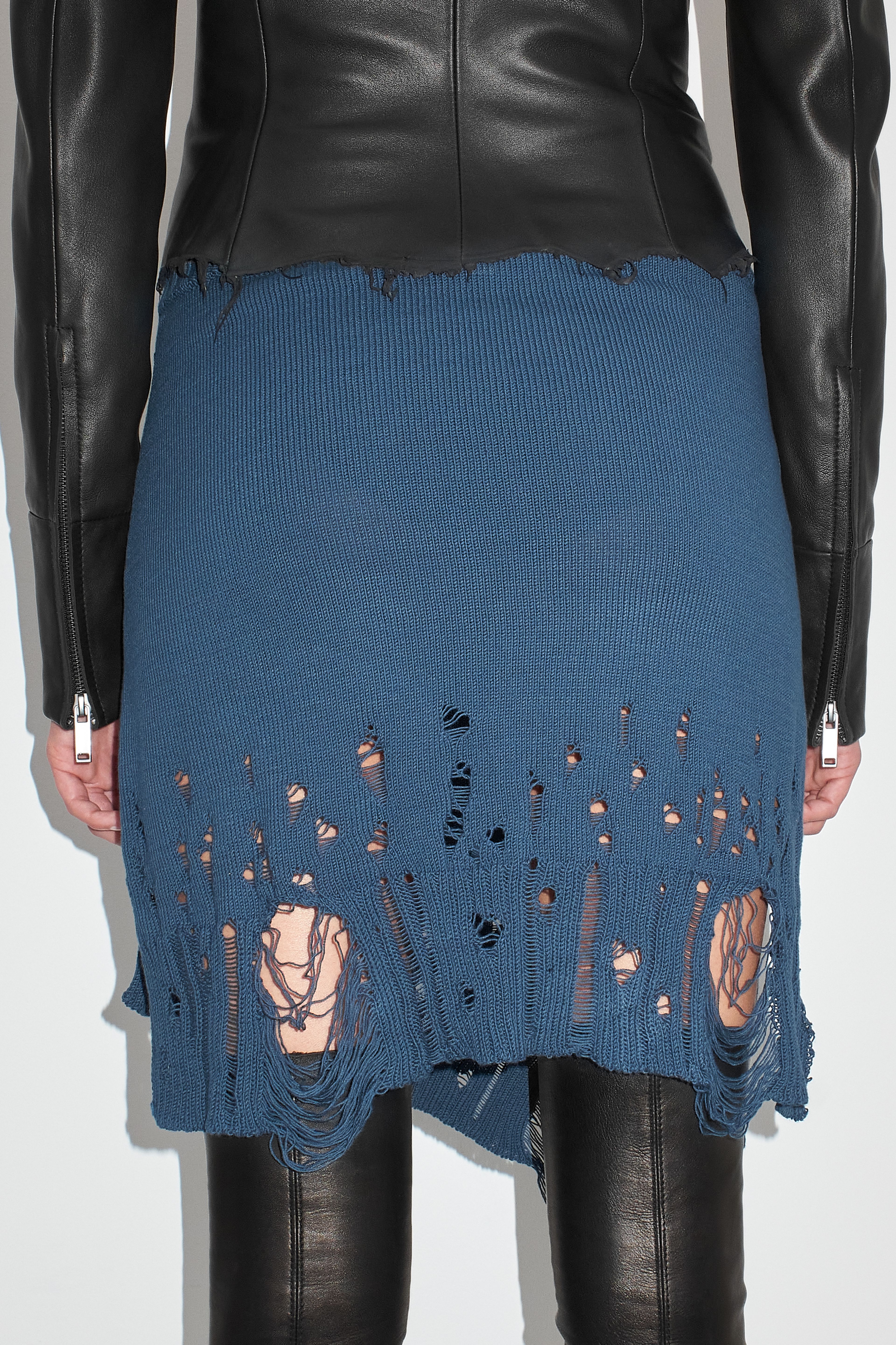 Numa Distressed Navy Knit Skirt | Designed & Handmade in Europe