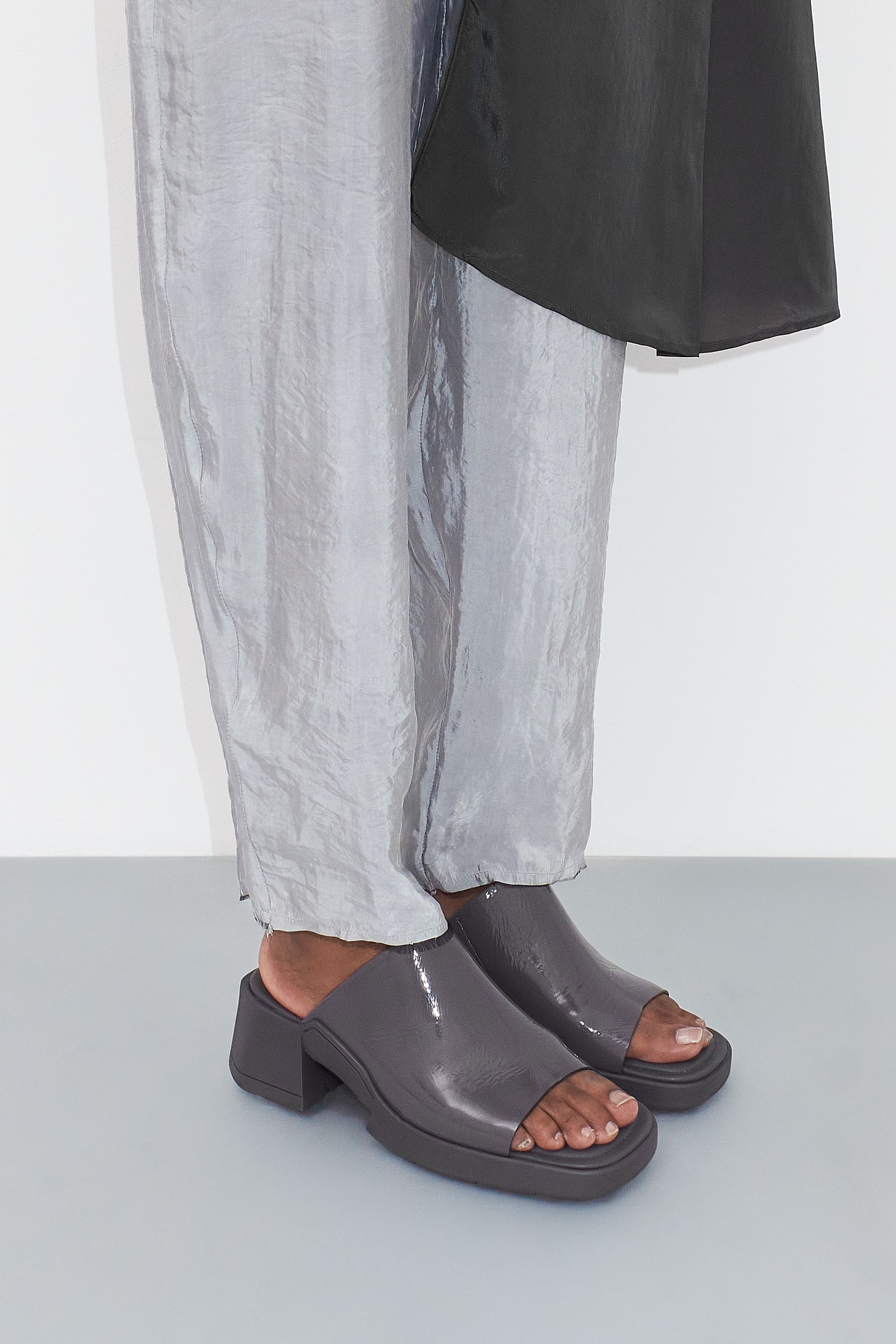 Clarin Dark Grey Mule Sandals | Miista