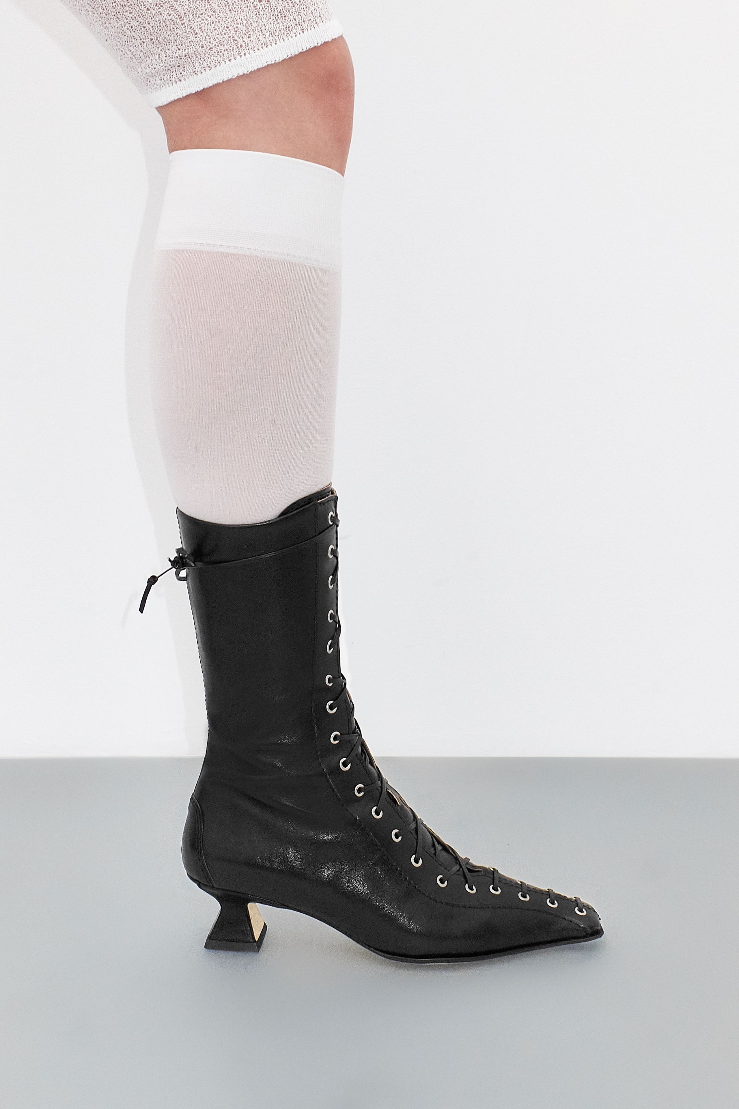 Emile Black Lace Ankle Boots | Miista