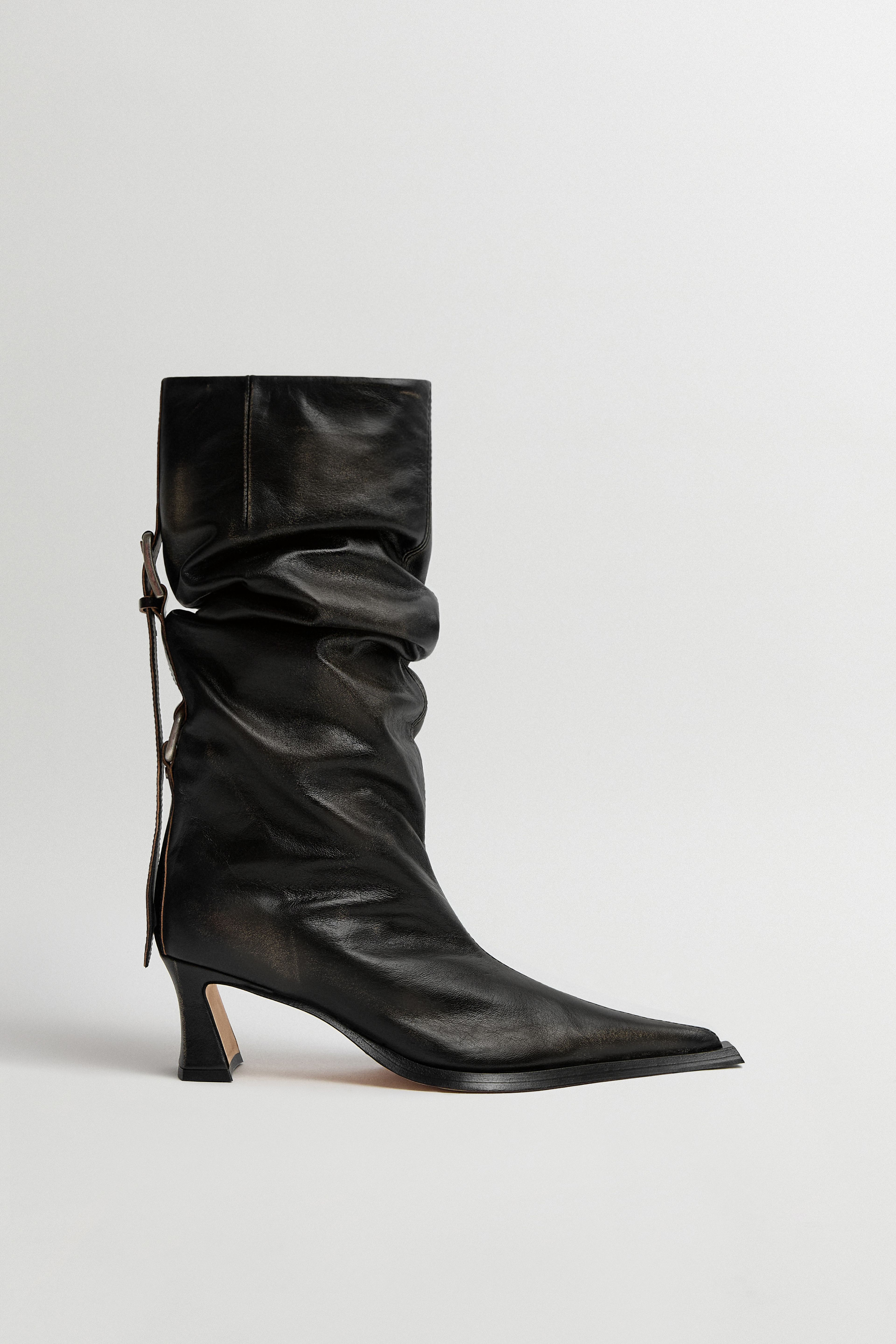 Charlene Boots - Black Brush Off Leather | Miista | Designed & Handmade in Europe