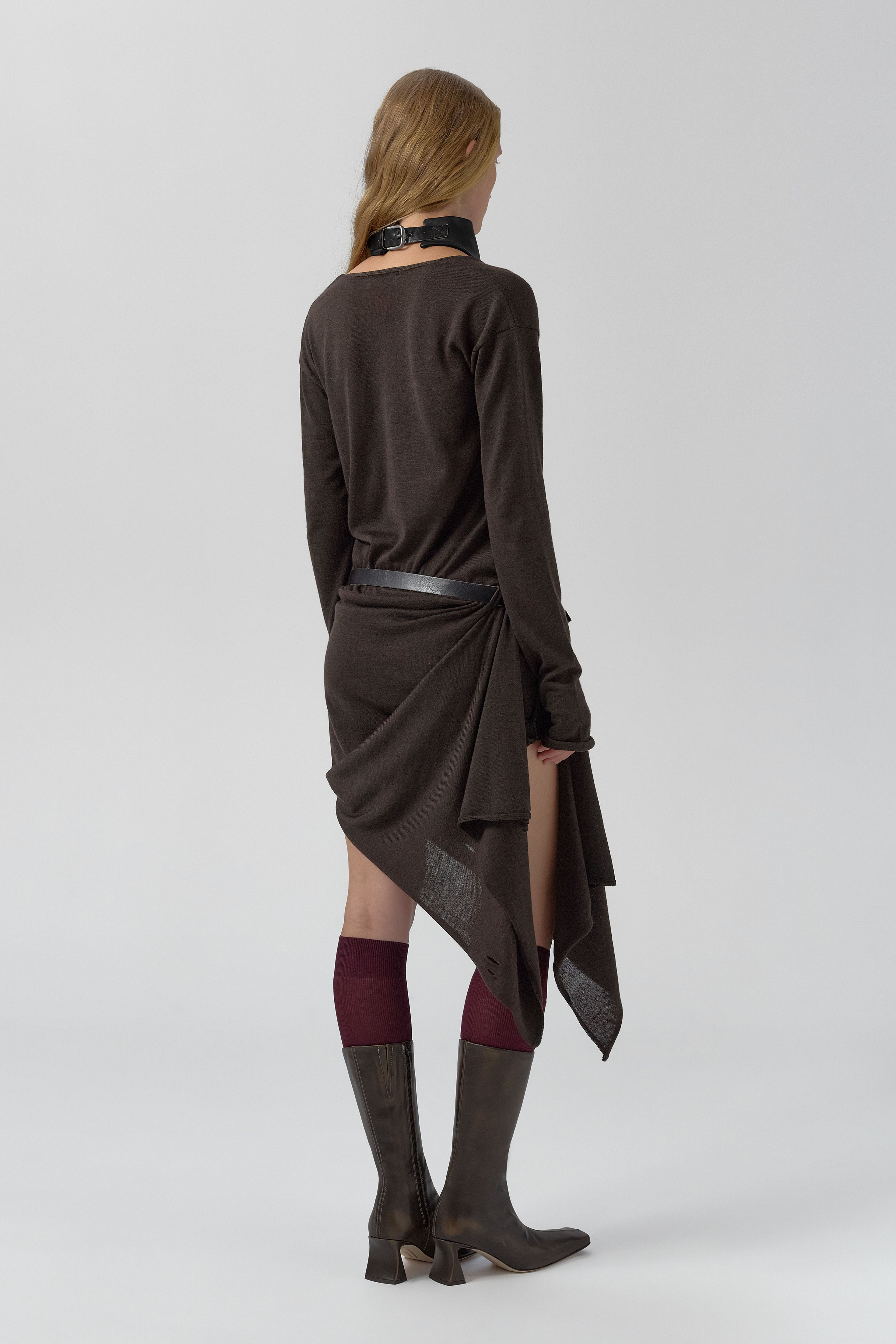 Yayoi Dress - Brown Extra Fine Merino Knit | Miista | Designed & Handmade in Europe