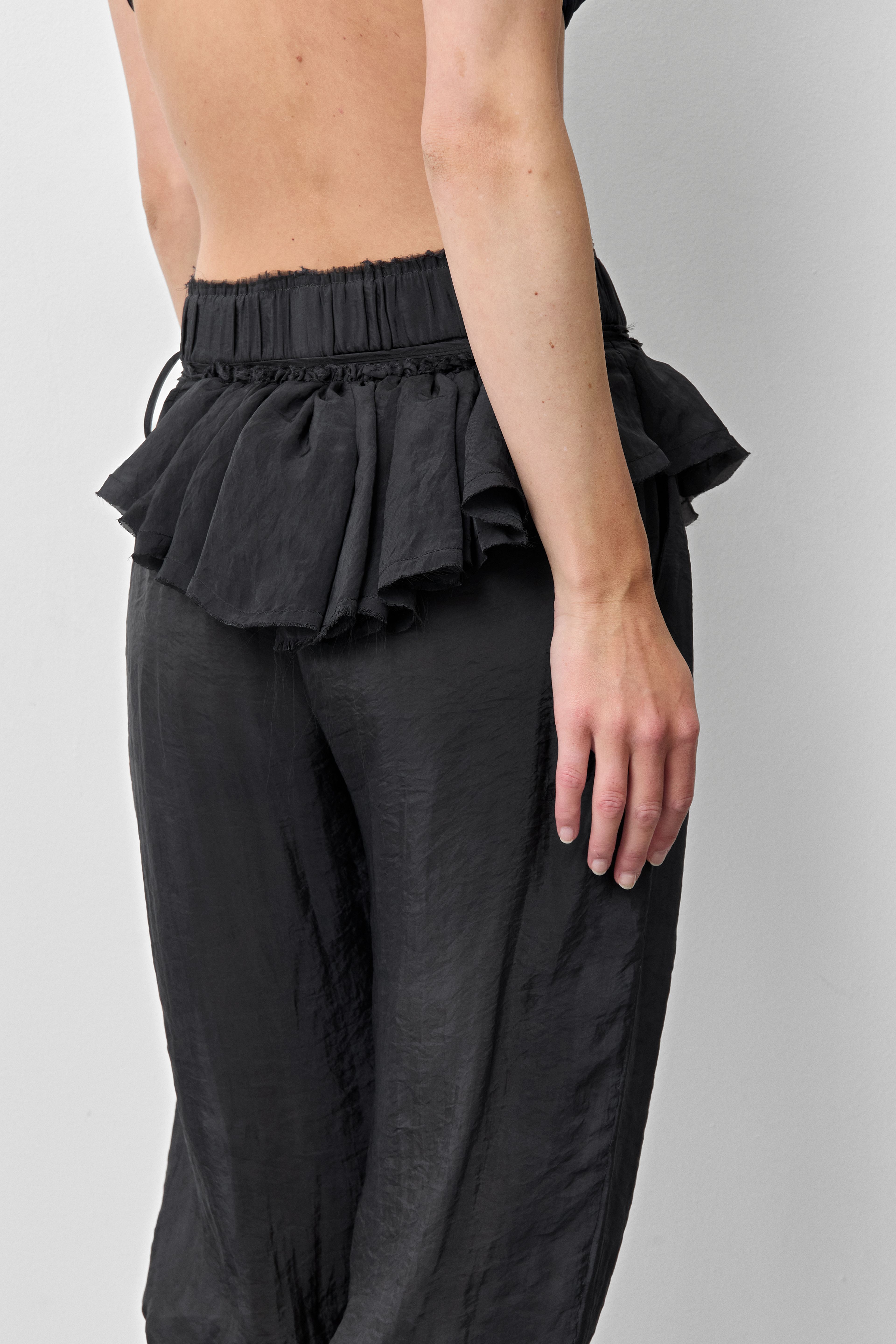 Vanny Washed Black Sheer Ruffle | Miista | Designed & Handmade in Europe