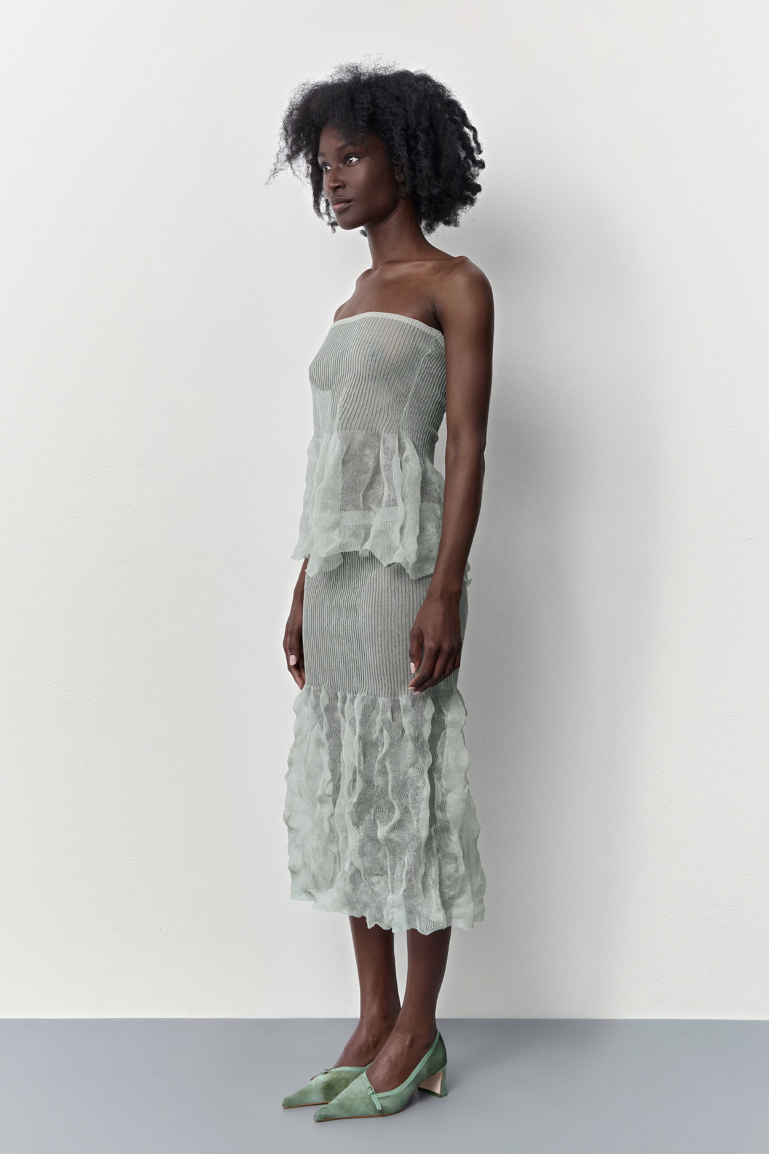 Syra Aquamarine Midi Knitted Skirt | Miista | Designed & Handmade in Europe